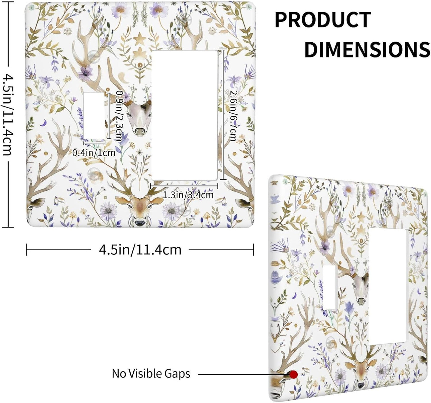 Outlet Covers Gothic Retro Floral Damask Elk Wild Flower 1 Toggle 1 Rocker Combination Decorative Wall Plate Electrical Switch Plates Light Switch Cover Plate For Bed Room Living Room