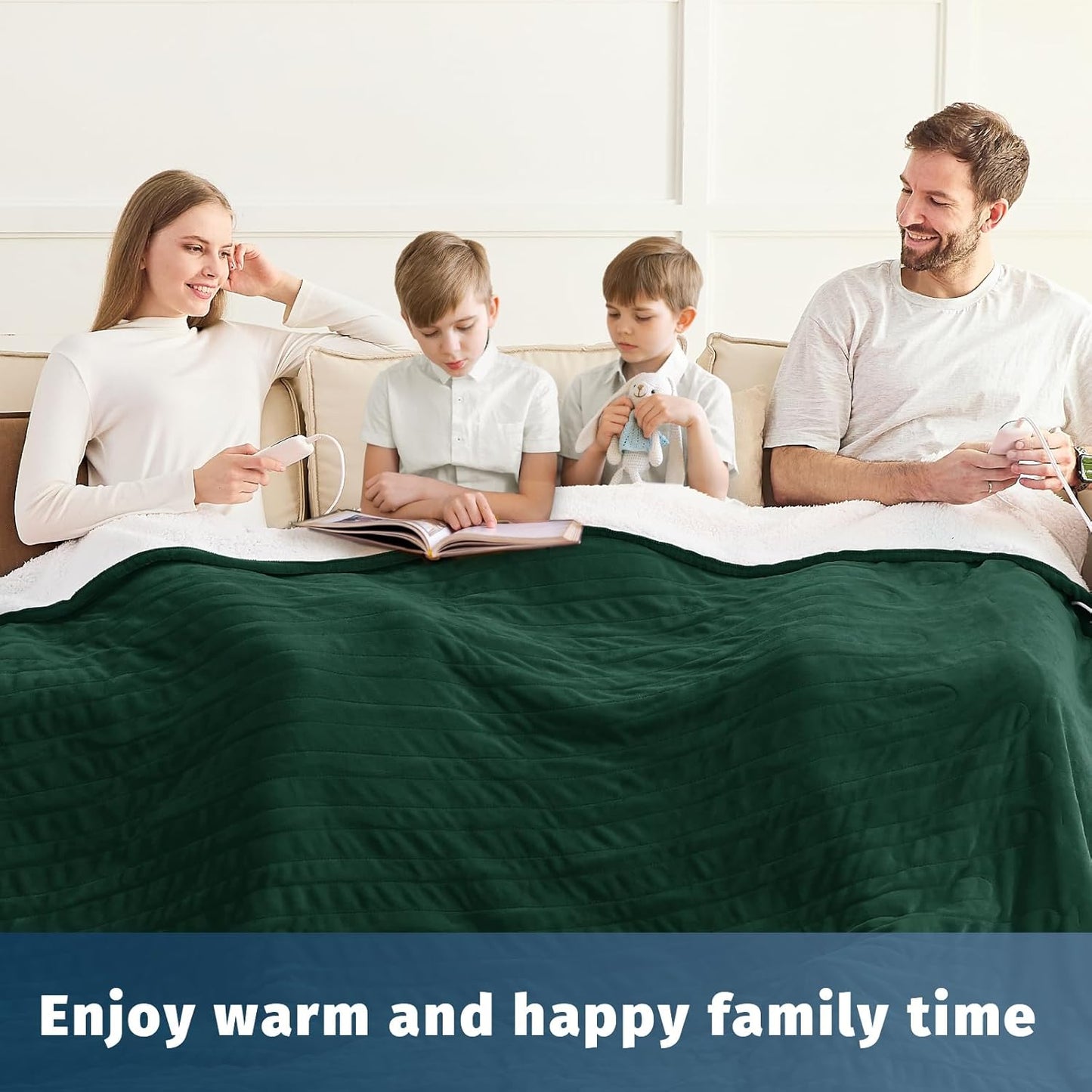 Heated Electric Blanket King Size - 90" x 100" Heating Blanket with Dual Control, 10 Heating Levels & 8 Hours Auto Off, Soft Warm Flannel Blanket, Christmas Birthday Gifts for Senior Grandma