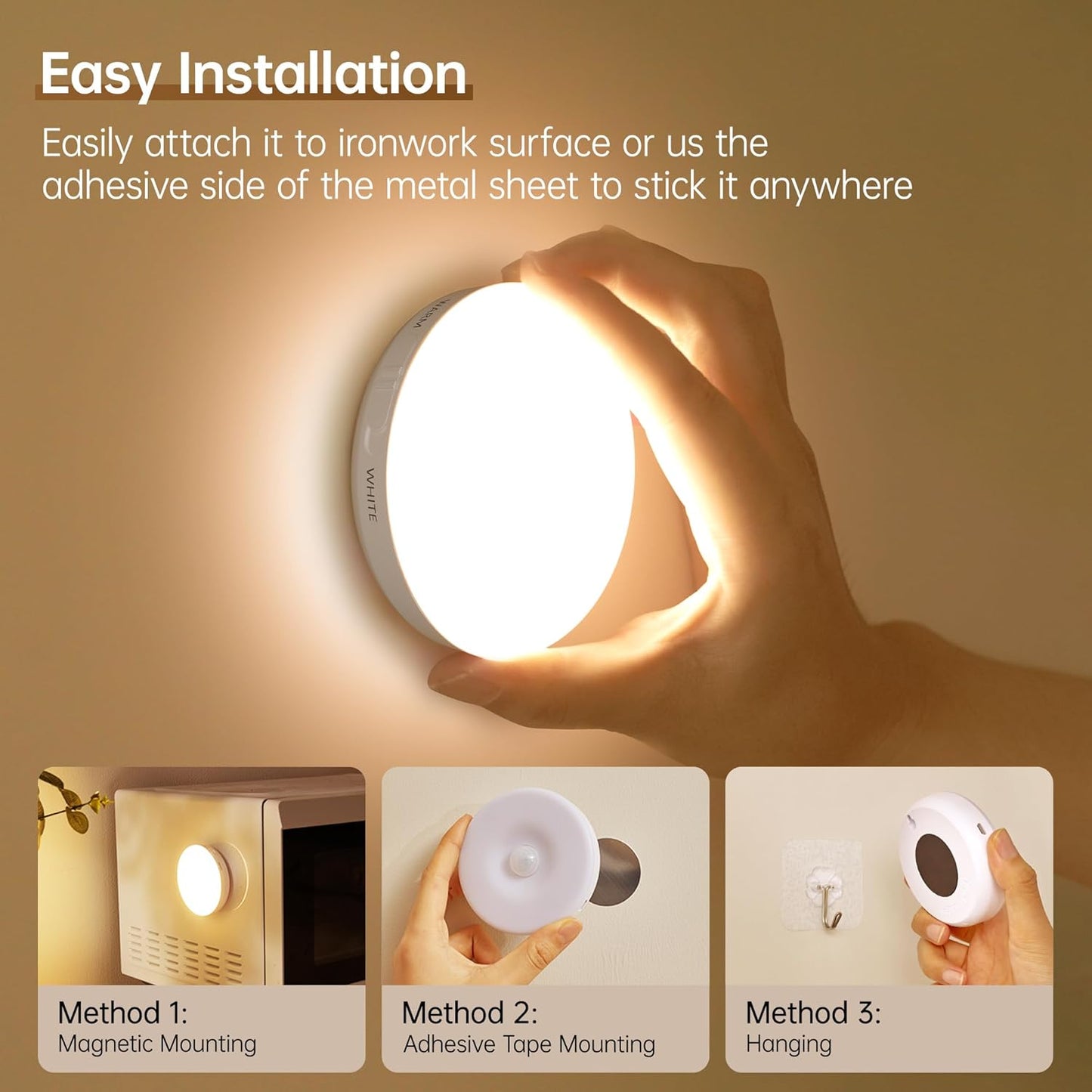 Homelist NL4 Sensor Lights Indoor, 6 Pack RGB Rechargeable Puck Light with Remote, Battery-Operated Motion Activated Night Light for Hallway, Bathroom, Kitchen, Cabinet, Stairs