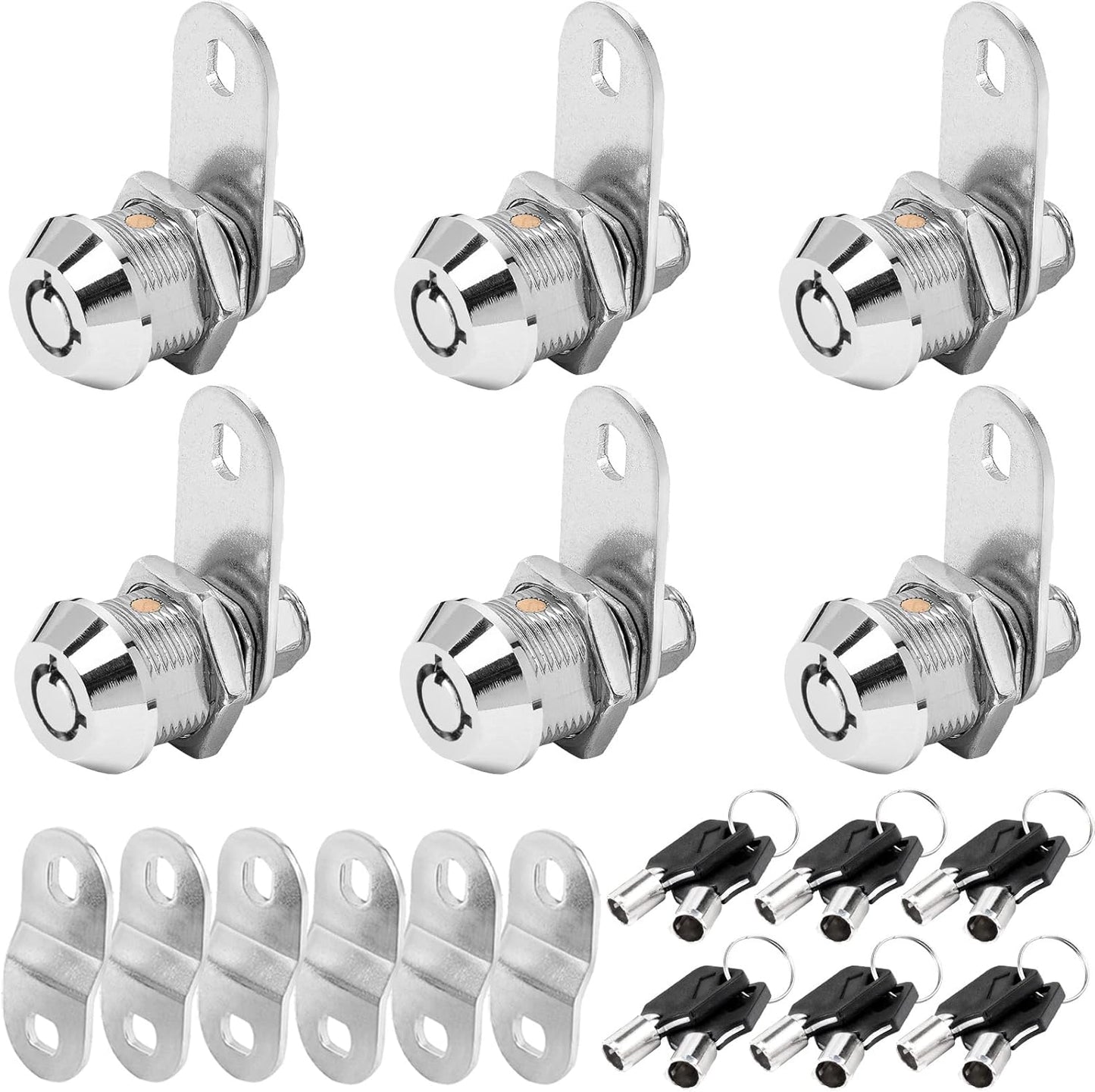Cam Lock RV Storage Lock Keyed Alike, 5/8" Fits on 3/8" Max Door Thickness, RV Compartment Locks for Camper Trailer (5/8Inch 6Pack)