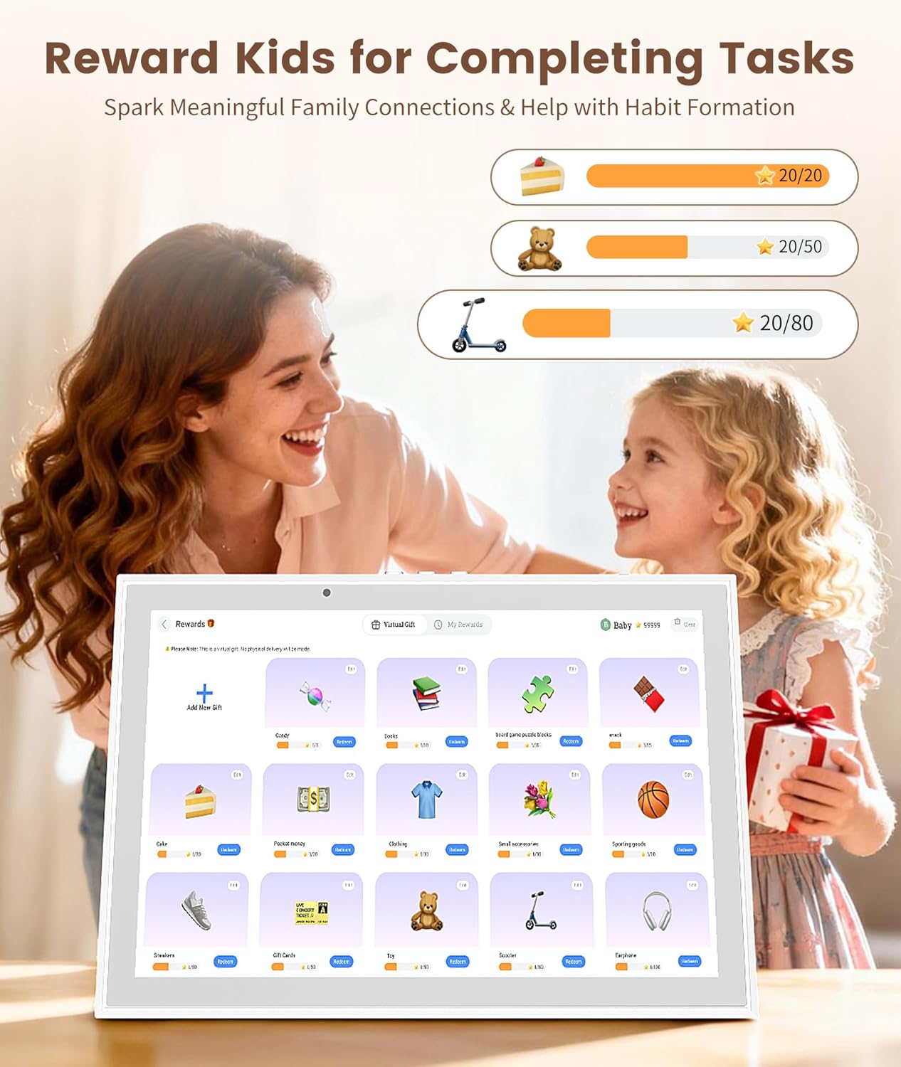Ringco 10.1" Digital Calendar & Smart Touchscreen Planner, Electronic Calender with Chore Chart for Family Schedules & Meal Planning, Wall Mountable Digital Photo Frame, Christmas Gift Giving (White)