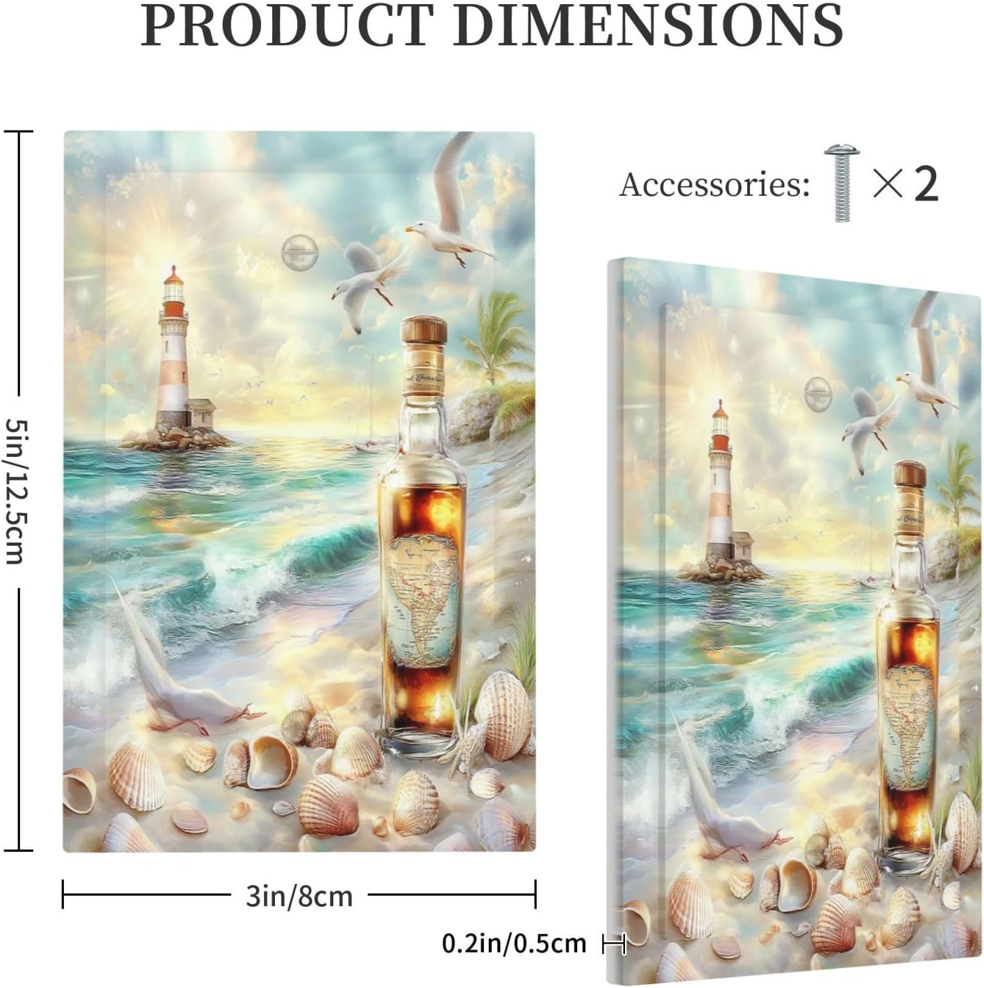 Light Switch Cover Plate Beach Ocean Lighthouse Seashells 1 Gang No Device Blank Electrical Wall Plates Faceplate Decorative Switch Plate For Bed Room Living Room Decor