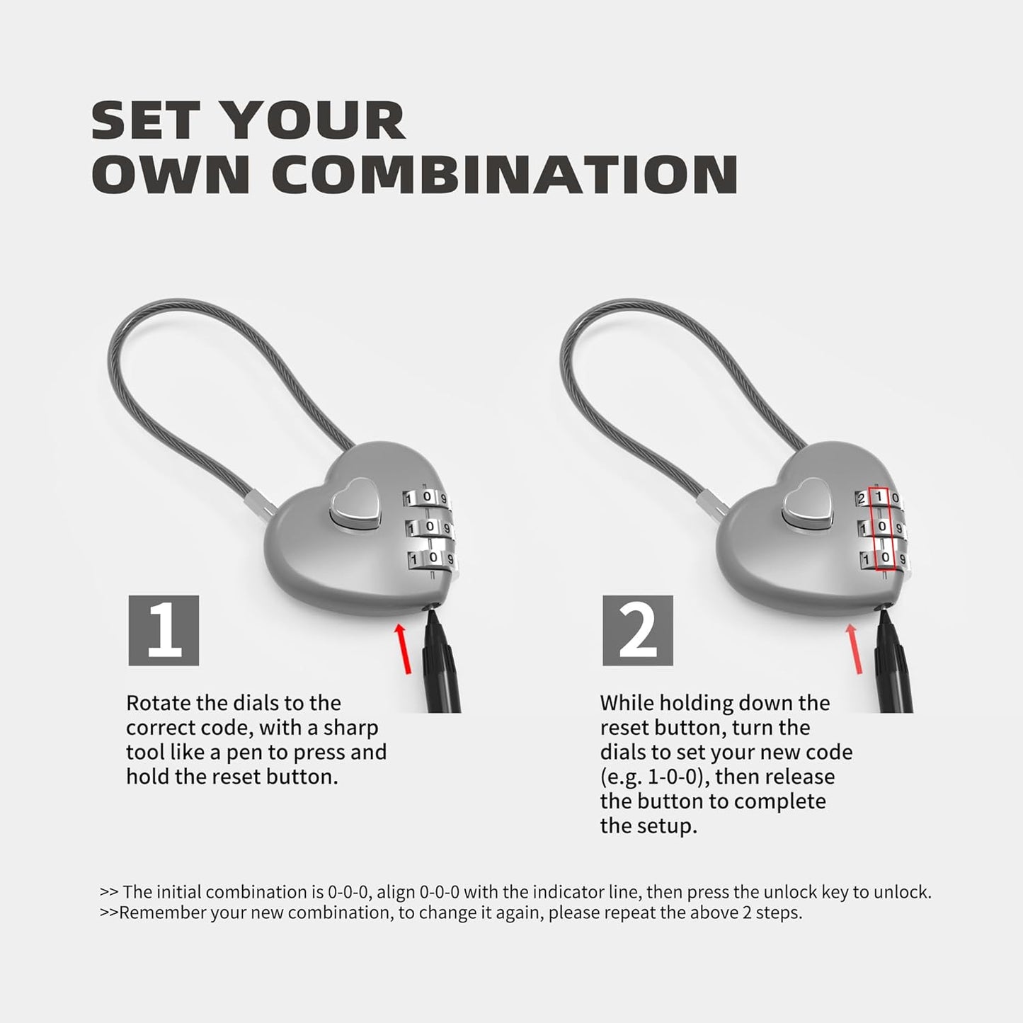 Small Combination Lock for Locker, Cable Lock with Code, Pink Padlock Combination, for Luggage, Suitcase, Gym Locker, Backpack Zipper, Cabinet, Box, Fence Gate, Travel Safe, Outdoor Use