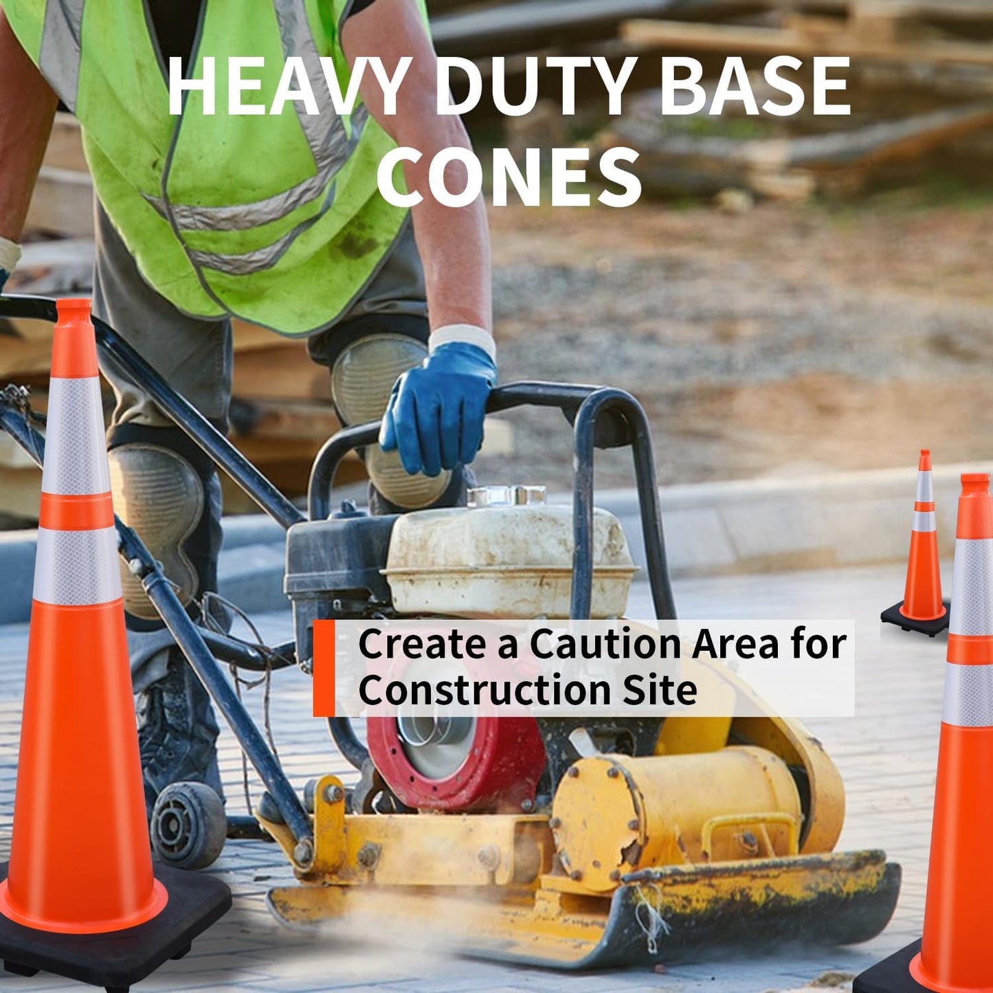 BESEA 8 Pack 36” Traffic Cones, Orange PVC Safety Cones with 6" + 4" Reflective Collars, Heavy Duty Weighted Base for Parking, Roadway & Construction Zone Control