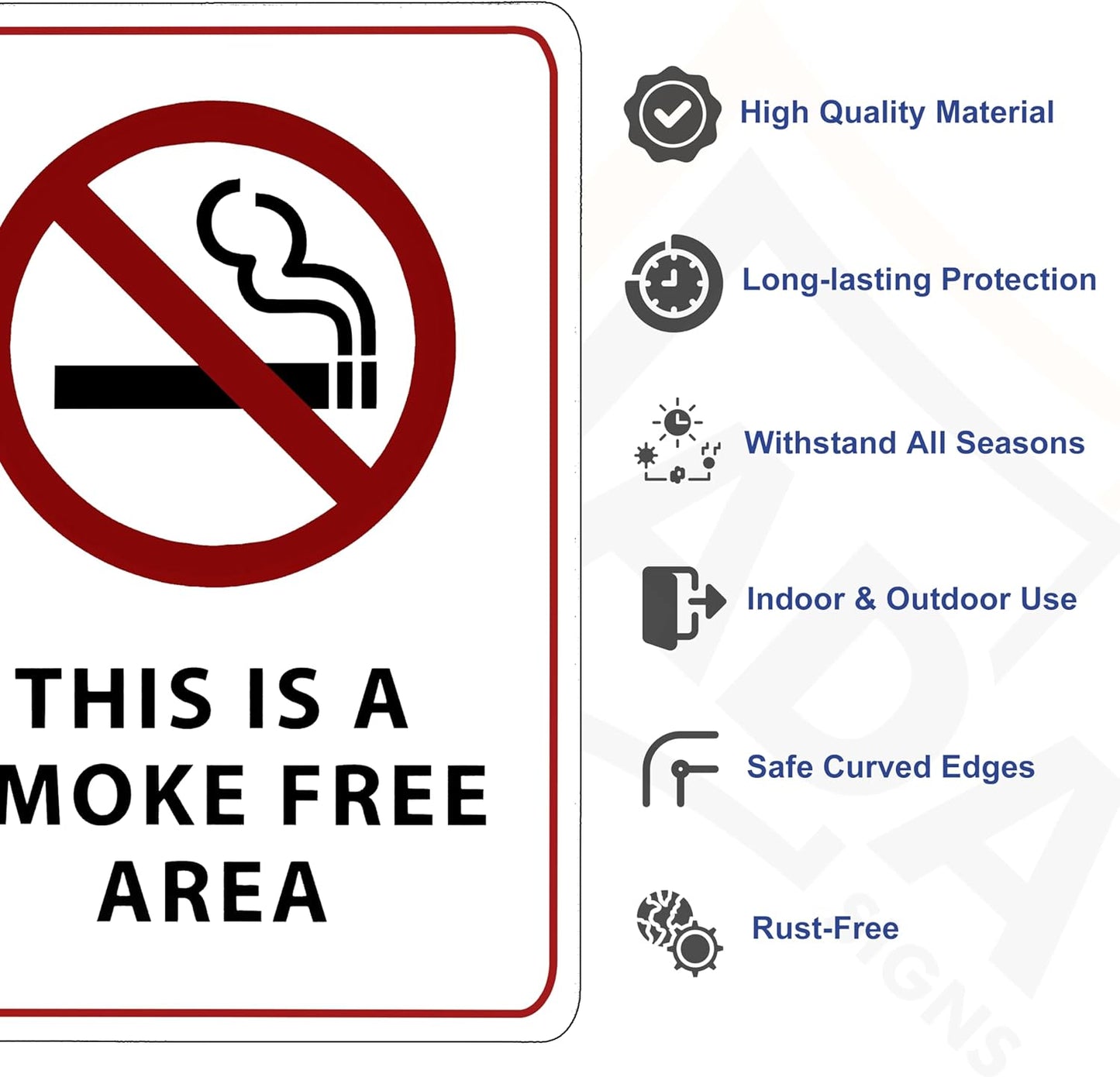 This is a Smoke Free Area Sign - ADA Compliant Digitally Printed Text Wall Sign - No Smoking in This Area Signs for Offices, Businesses, Hotels, and Restaurants - Vinyl 14” x 10”