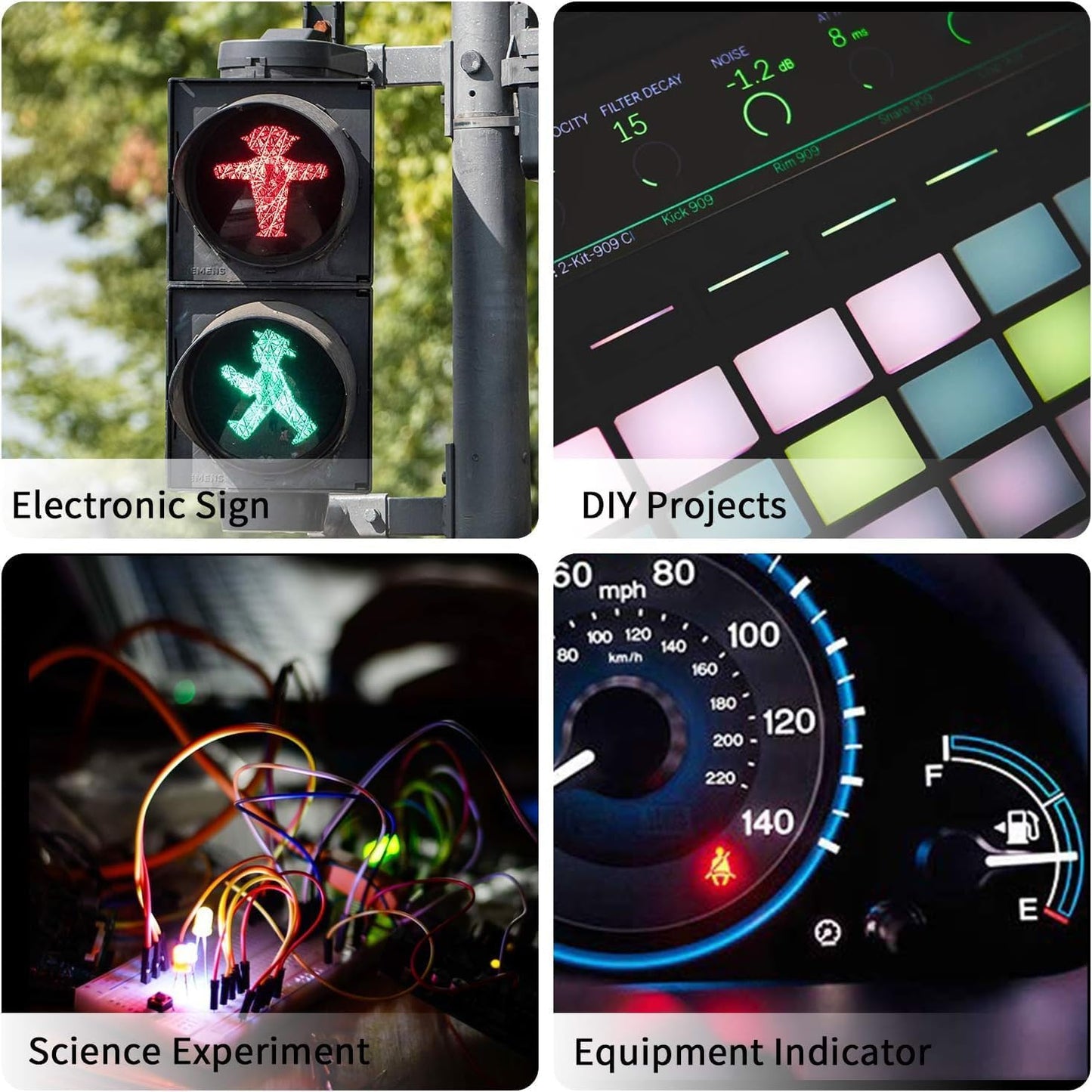 50pcs 3V-4.5V-5V-6V-7.5V-9V-12VDC 5mm Blue LED Lights Emitting Diodes, 12VDC Prewired 7.9 Inch V LED Light Diffused Colored Lens Small LED