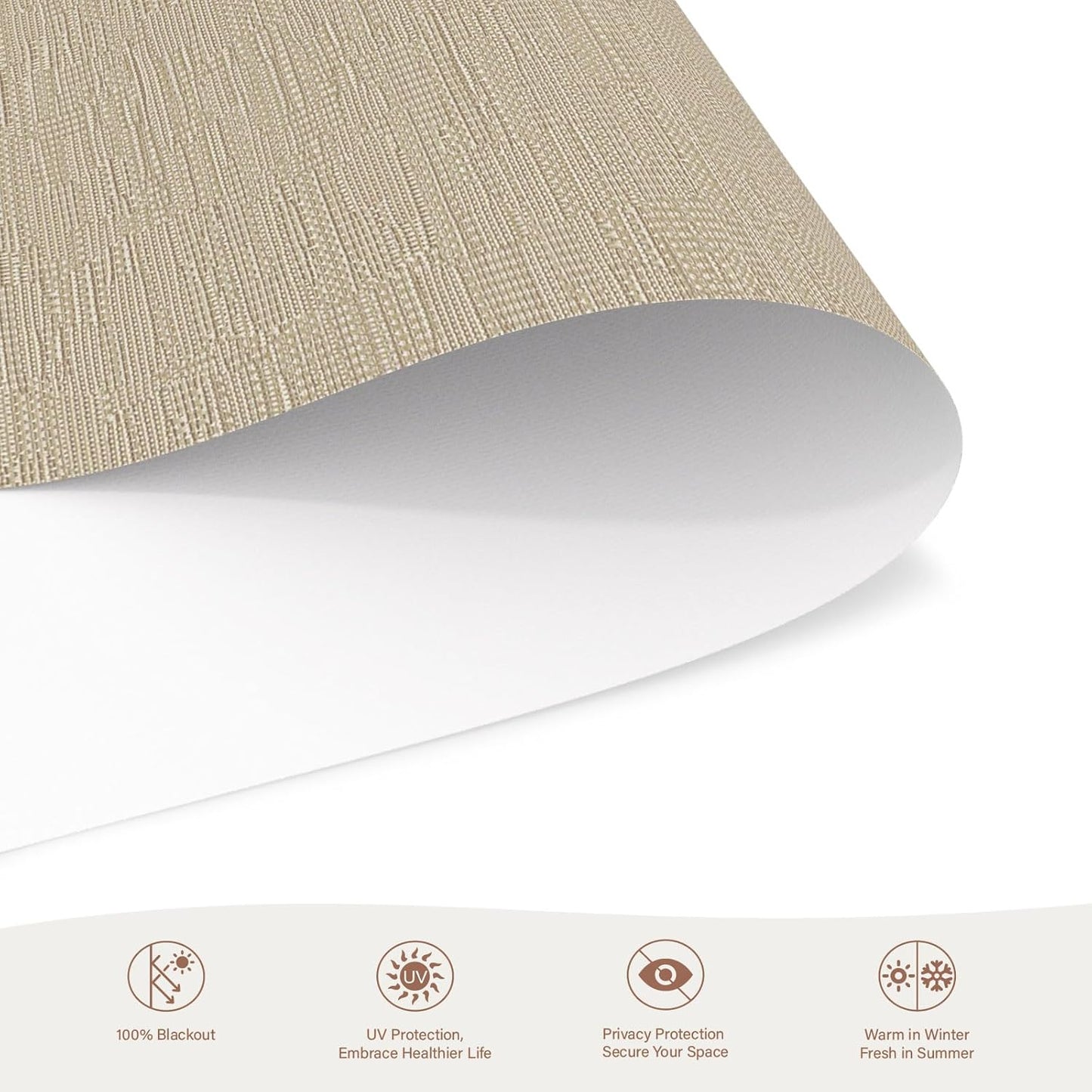 Motorized Roller Blinds with Remote, 100% Blackout Automatic Roller Shades for Bedroom, Bathroom, and Living Room, Customized Size, Golden Autumn Beige