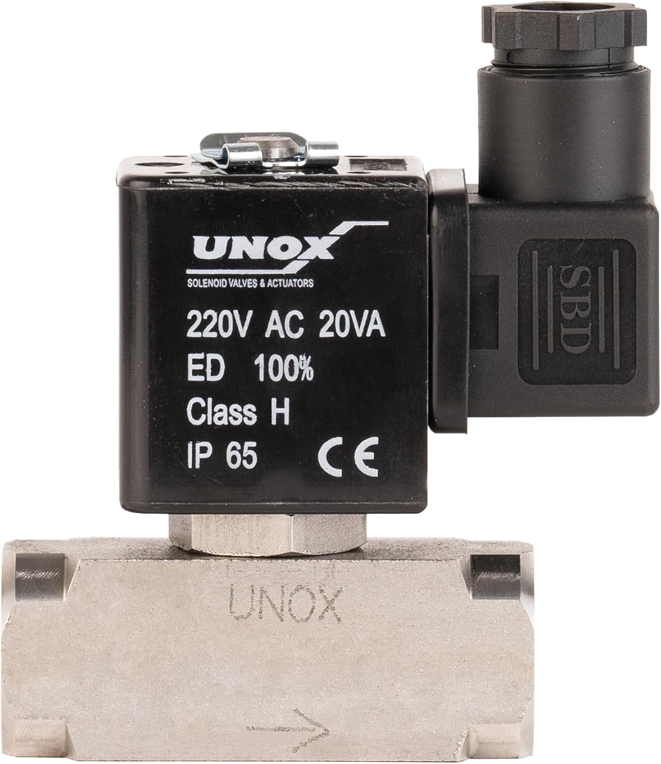 UNOX 3/4" NPT Electric Solenoid Valve 220V AC, Stainless Steel AISI316 Control Valve Normally Closed - 0-232 PSI Multi-Purpose Reliable Control Valve for Water, Air, and Gas - Solenoid Valves