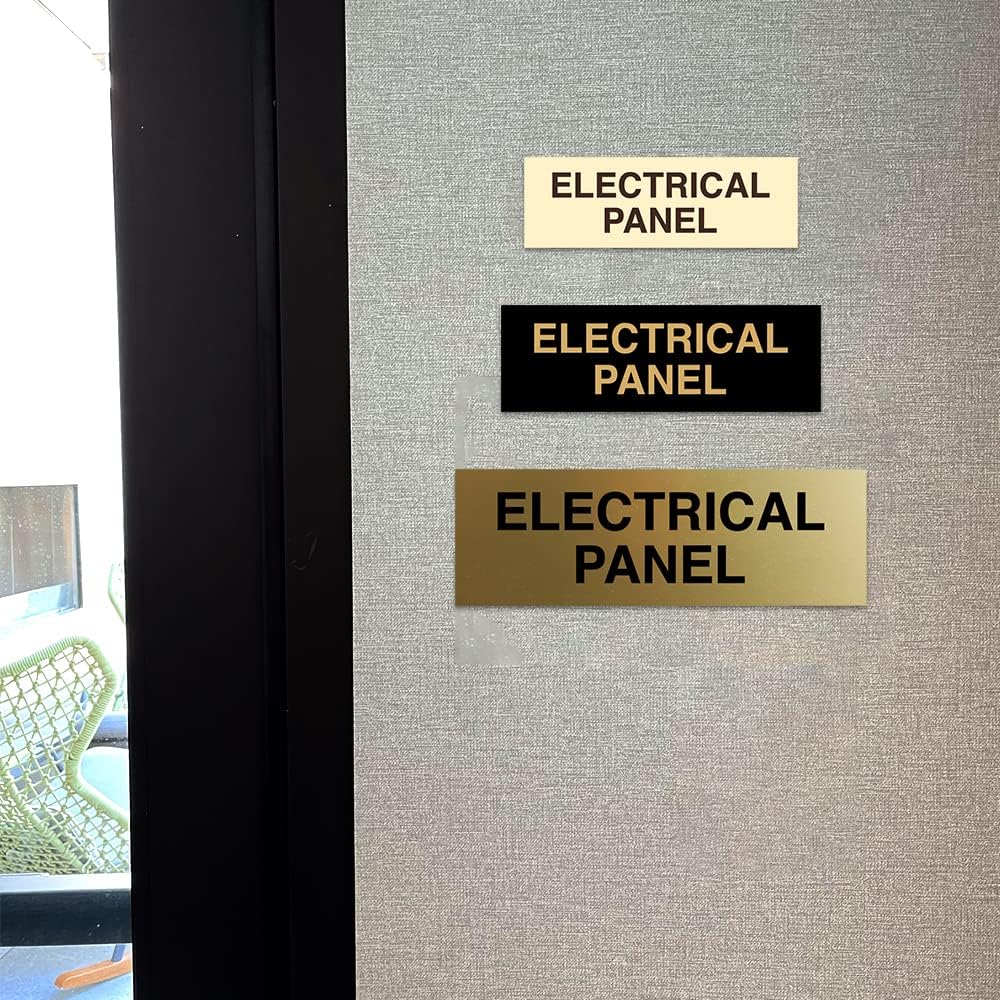 All Quality Basic Electrical Panel Sign - Fire Regulation Safety Compliance Sign - Ivory/Dark Brown - Medium (1 Pack)