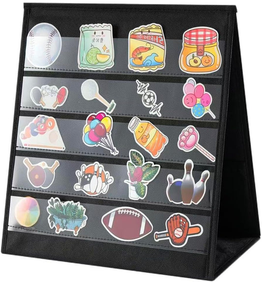 UCEC Portable Sticker Display Stand Foldable, Non-Woven Fabric Sticker Holder Display Double Sided, Sticker Organizer for Vendor Events, Craft Shows & Small Business Displays (5 Layers 13×12.2in)