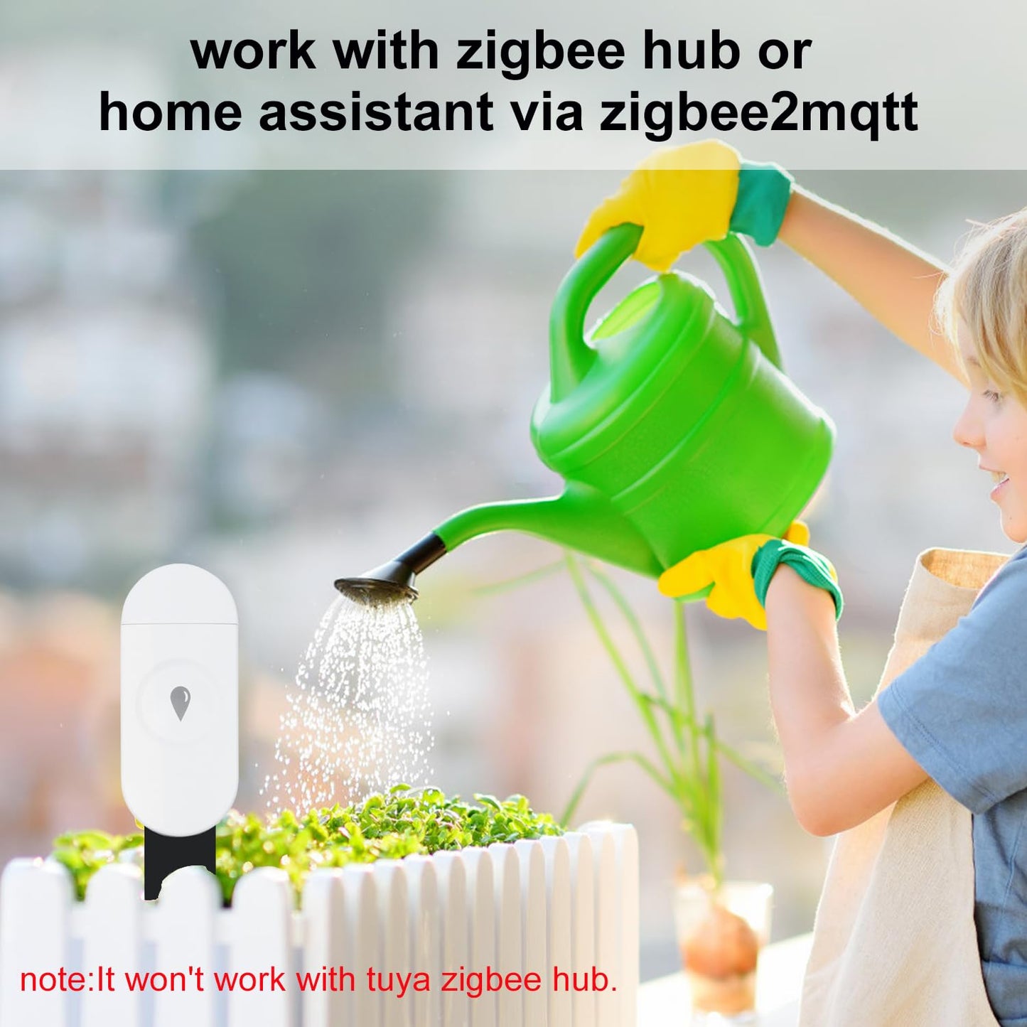 Haozee Intelligent Soil Moisture Sensor, Zigbee Hub Required, Capacitive Sensor, Humidity/Temperature Meter for Garden Planting, Compatible with Home Assistant Zigbee2mqtt
