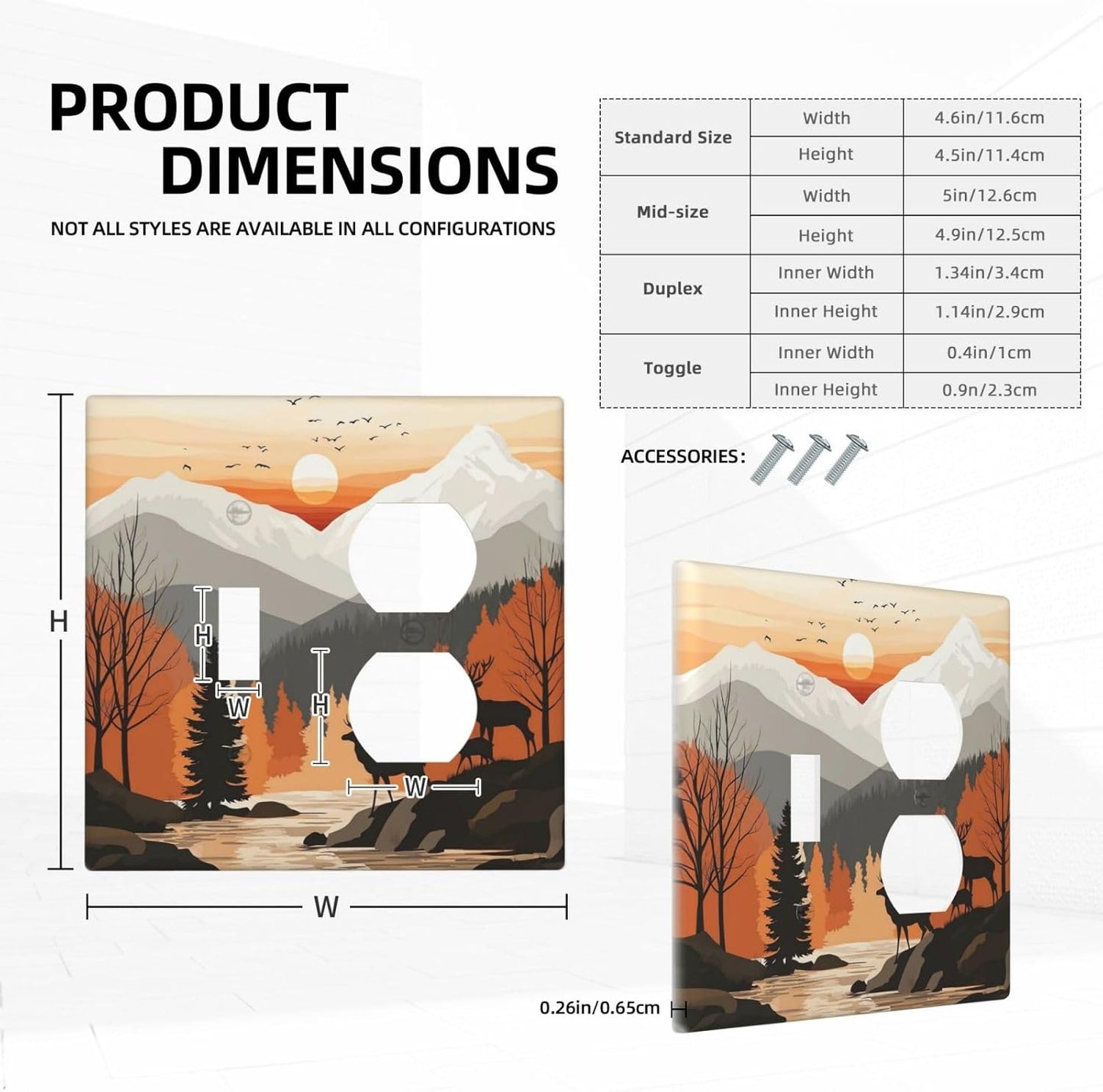 Sun Forest Deer Snow Mountain River Wallplates 1 Toggle 1 Duplex Switch Plate Electrical Gfci Faceplate Decorative Light Switch Covers For Bed Room Living Room Decor