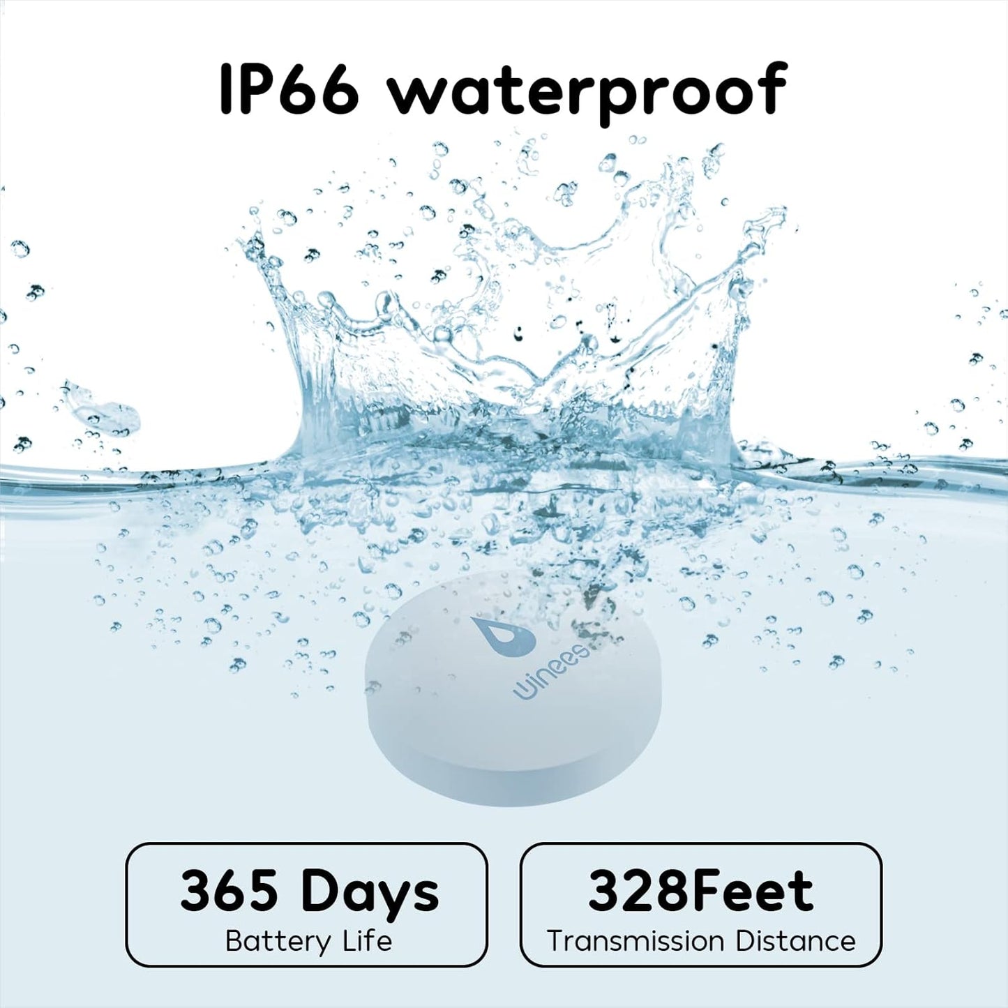 Winees WiFi Water Leak Detector, 3 Pack Water Sensors(Hub Not Included), Easy Set Up, 100M Transmission for Basement, Bathroom, Laundry, IFTTT, S1 FSK(Accessory)