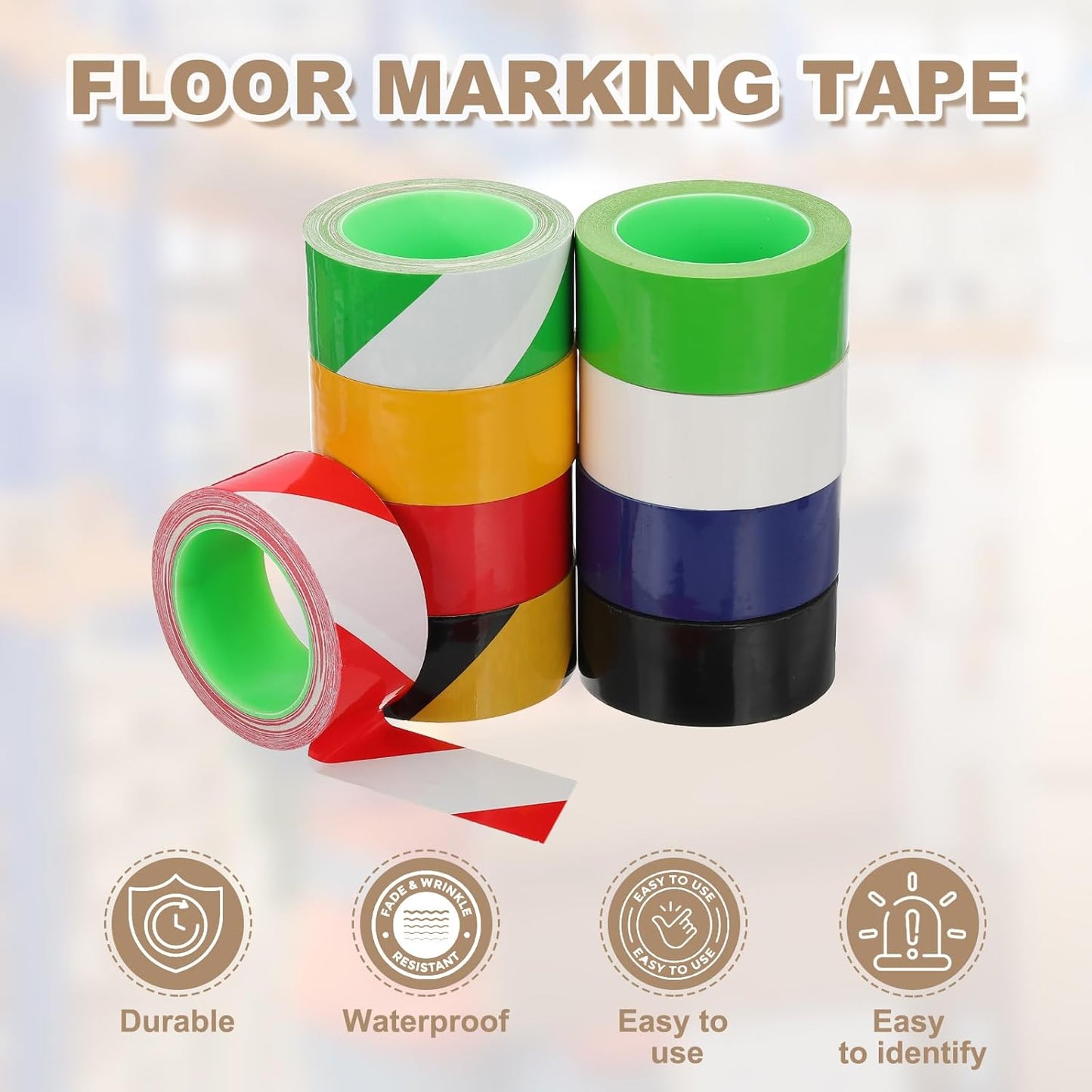 PATIKIL Floor Marking Tape 2 Inch x 110 Ft, 6 Pcs Self-Adhesive Warning Safety Tape Caution Stripe for Walls Floors Pipes Equipment Outdoor, Red/White