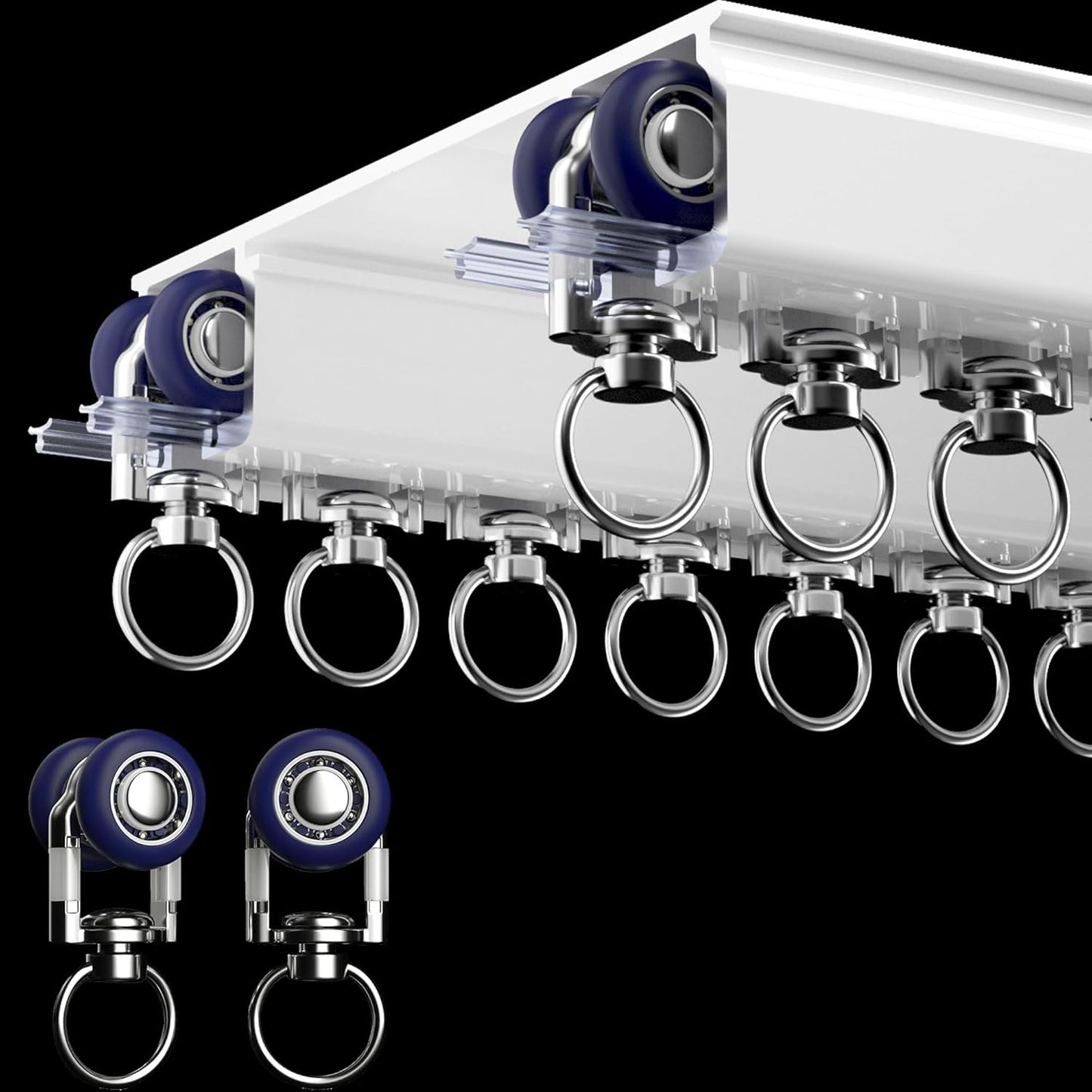 Ceiling Mounted Curtain Track System - Double Rails for Curtains & Drapes - Room Dividers - Sliding Curtain Rail for Window (white, 3m)