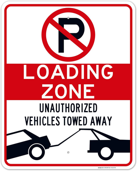 No Parking Symbol Sign, Loading Zone Sign, 24x30 Inches, Rust Free .063 Aluminum, Fade Resistant, Indoor/Outdoor Use, Made in USA