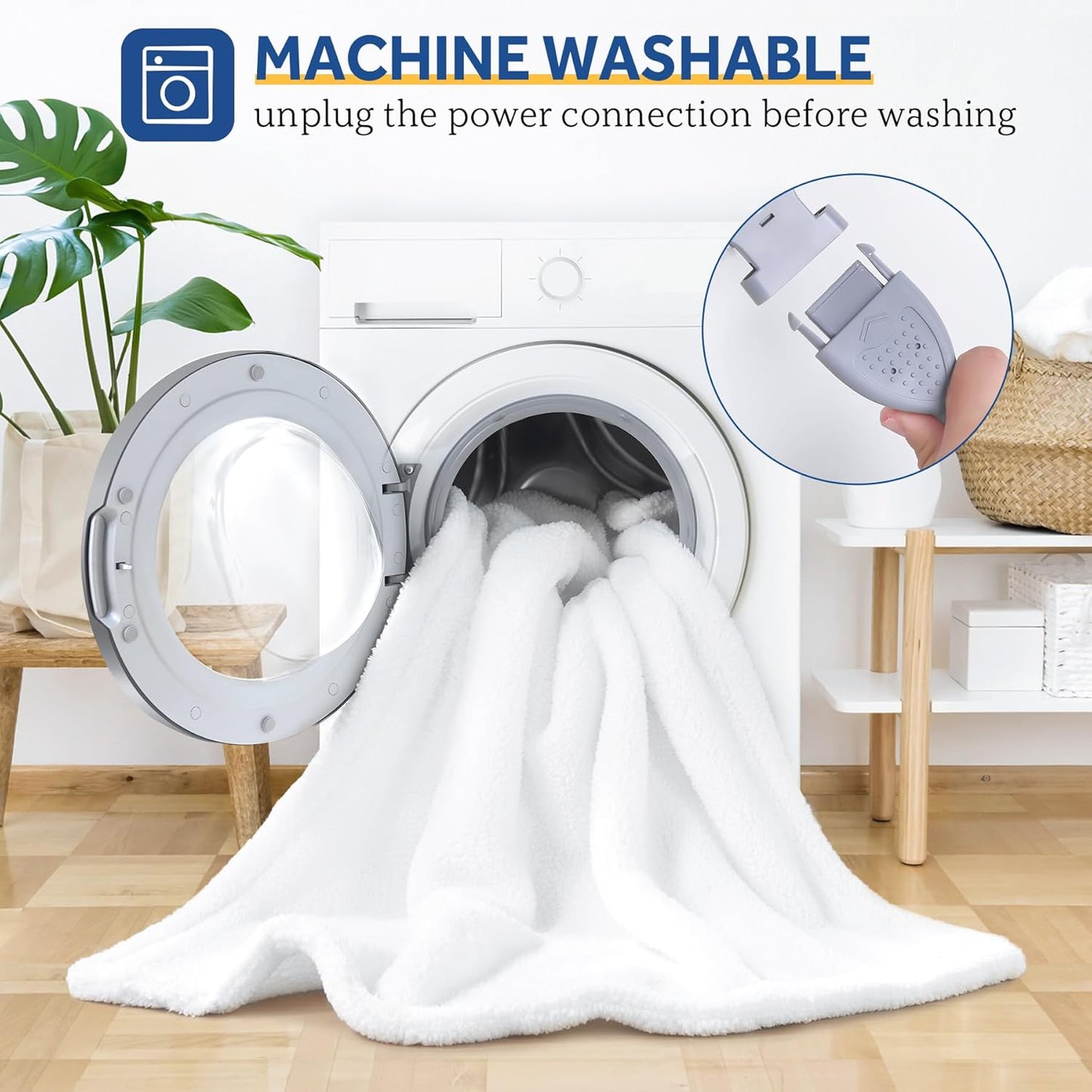 Sealy Electric Blanket Heated Throw 50"x60" Soft Double Sherpa Super Cozy with 6 Fast Heating Levels & 2-10 Hours Auto-Off, Over-Heat Protection, Machine Washable, Ivory