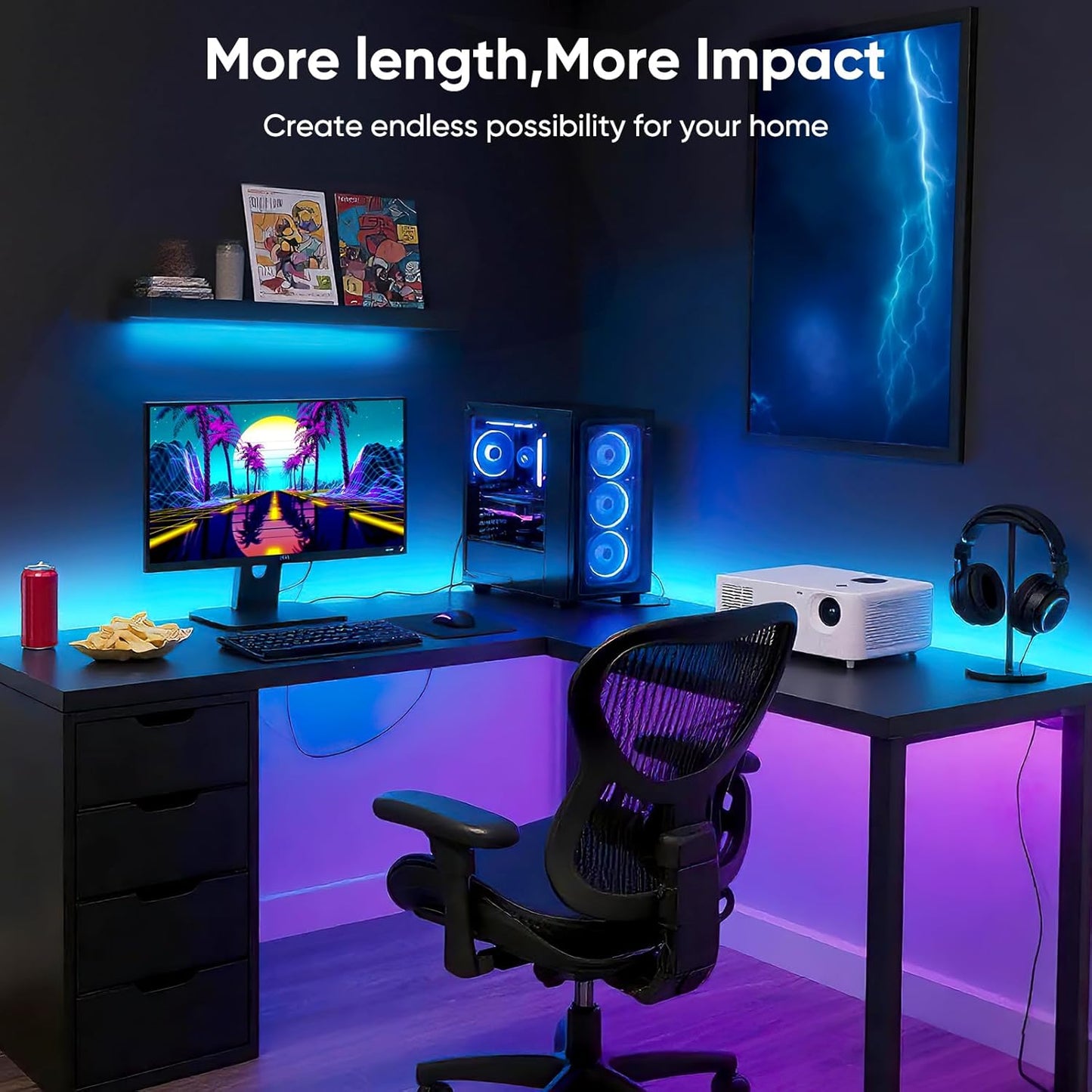 Led Lights for Bedroom IC+RGB 166FT Music Sync Color Changing Led Strip Lights with Remote App Control Led Strip, Led Lights for Room Home Kitchen Decor Party