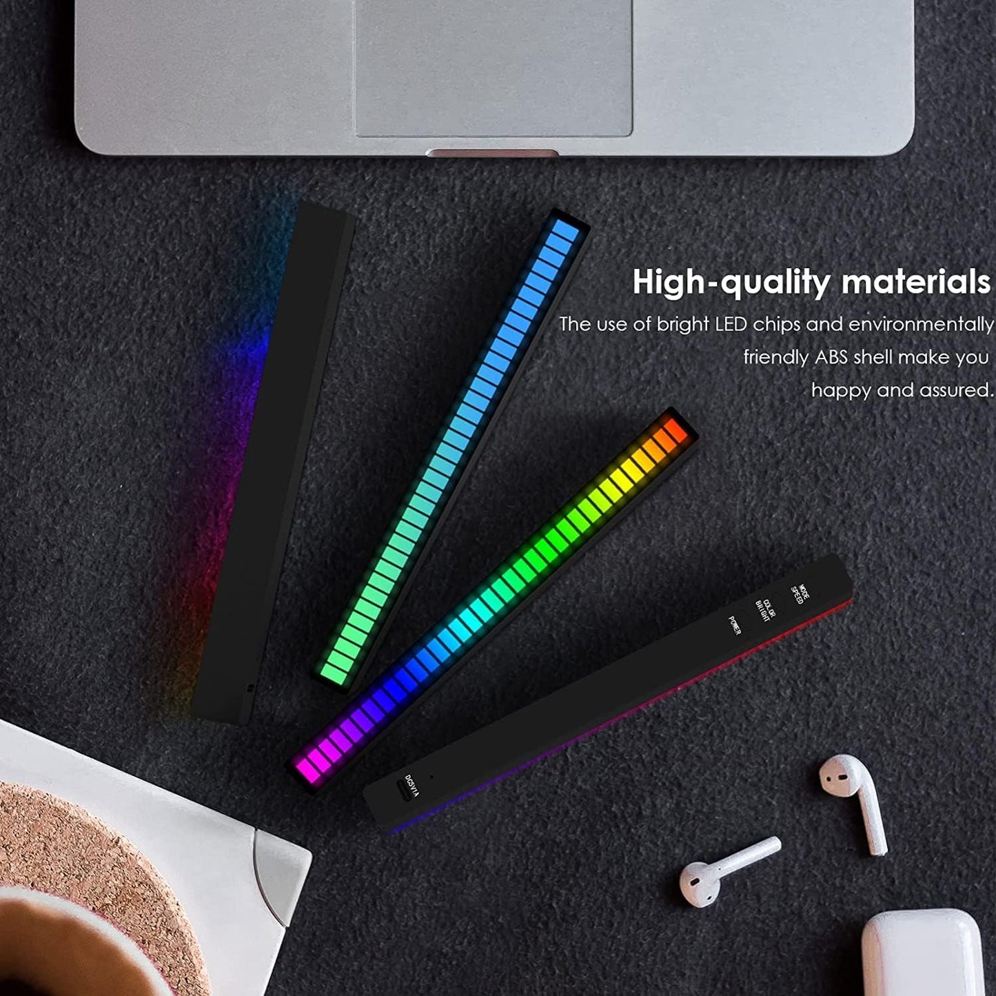 Soulpunk RGB Rechargeable Sound Control Light, Voice-Activated Pickup Music Rhythm Lights, Creative Colorful LED Ambient Light, with 15 Modes Music Sync 32-Bit Audio Spectrum for Car（4 Pack-App）