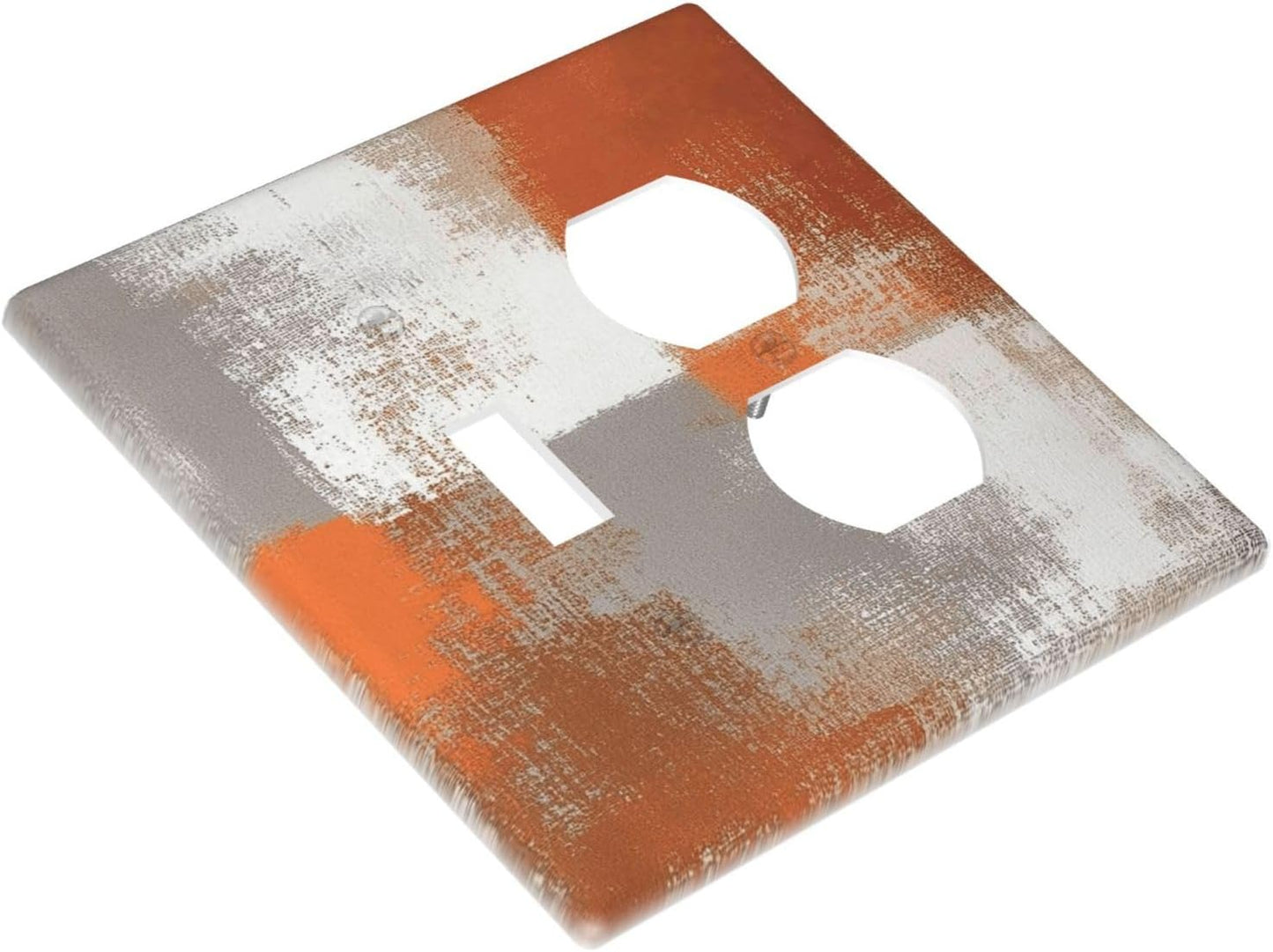 Orange Grey Abstract Art Oil Painting Wallplates 1 Toggle 1 Duplex Switch Plate Electrical Gfci Faceplate Decorative Light Switch Covers For Home Farmhouse Decor