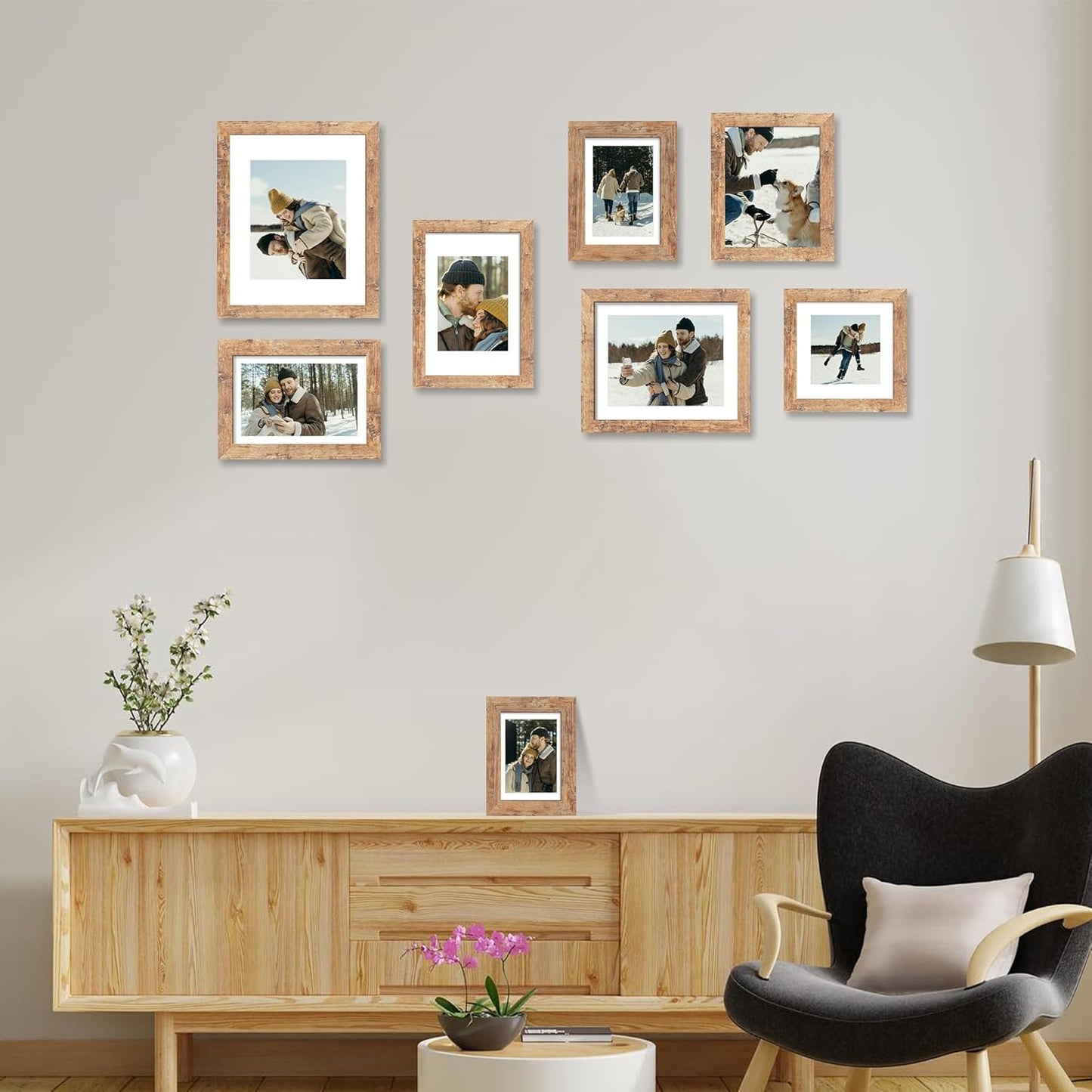 iRahmen 8x10 Picture Frame with HD Tempered Glass, Wood Photo Frame for Tabletop and Wall Display (Rustic Brown, 1 Pack)