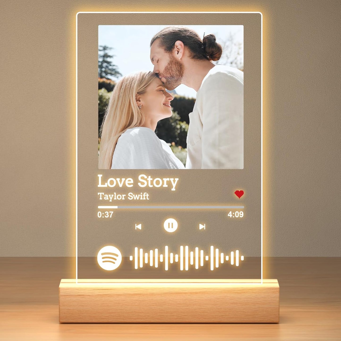 Custom Spotify Plaque, Personalized Acrylic Song Plaque Photo Frame, Custom Picture Frames, Personalized Anniversary Valentines Day Gifts for Women Men Him Her Girlfriend Boyfriend Couple Wife