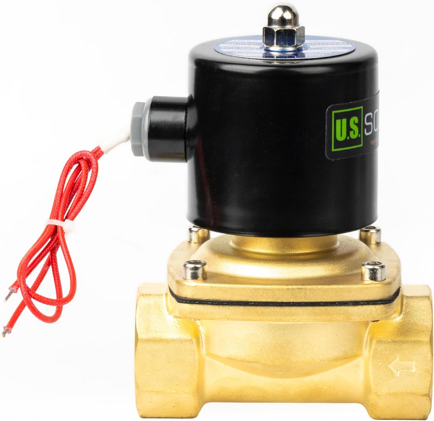 U.S. Solid 1-1/4" Solenoid Valve - 110V AC Brass Electric Solenoid Valve, Normally Closed, Viton Seal