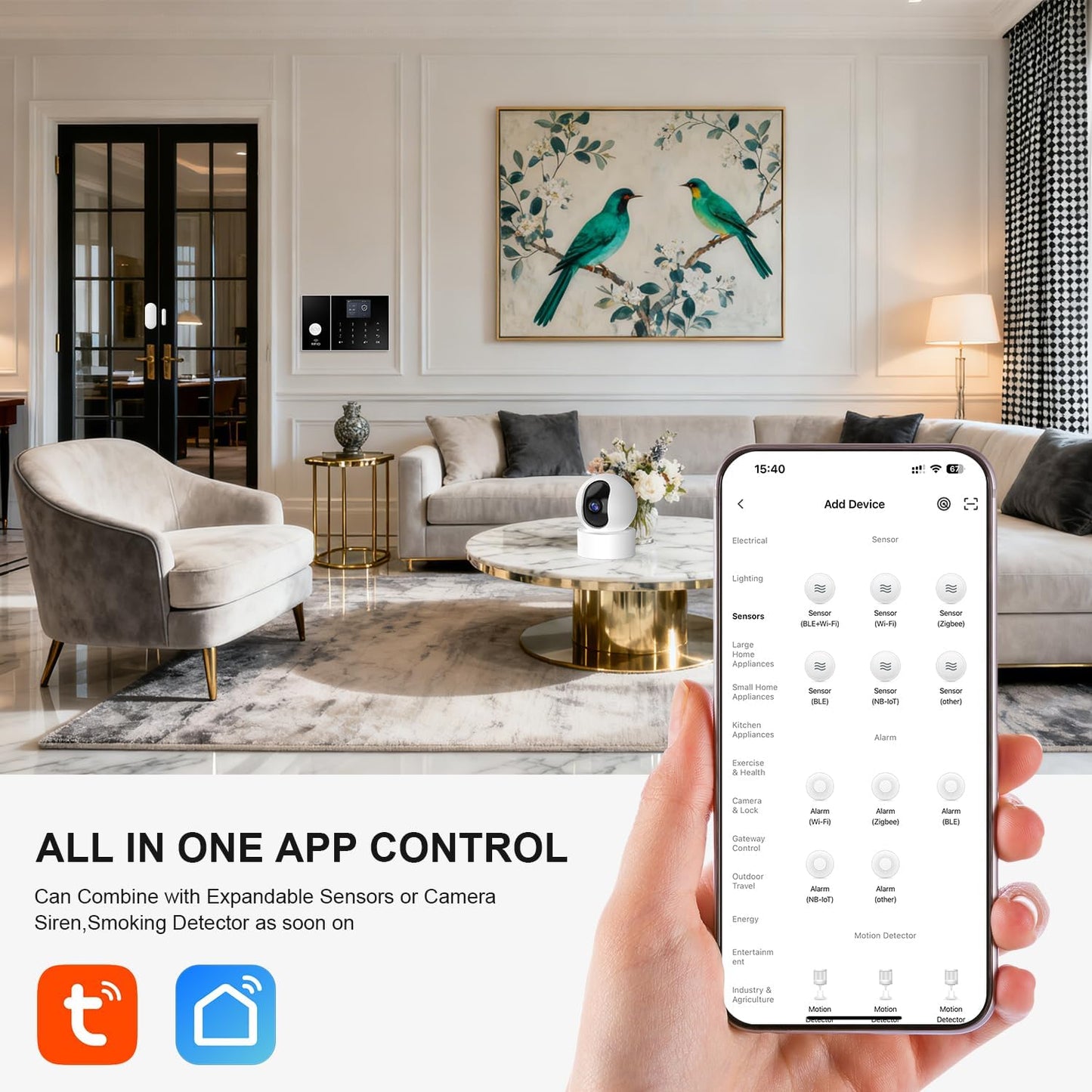 LWOHSI Alarm System for Home Security,WiFi+GSM 4G Wireless Alarm System with Phone APP Alert,T53W HD Security Camera,Door/Window Sensor,Remote,Work with Alexa and Google for Home,Apartment,Office