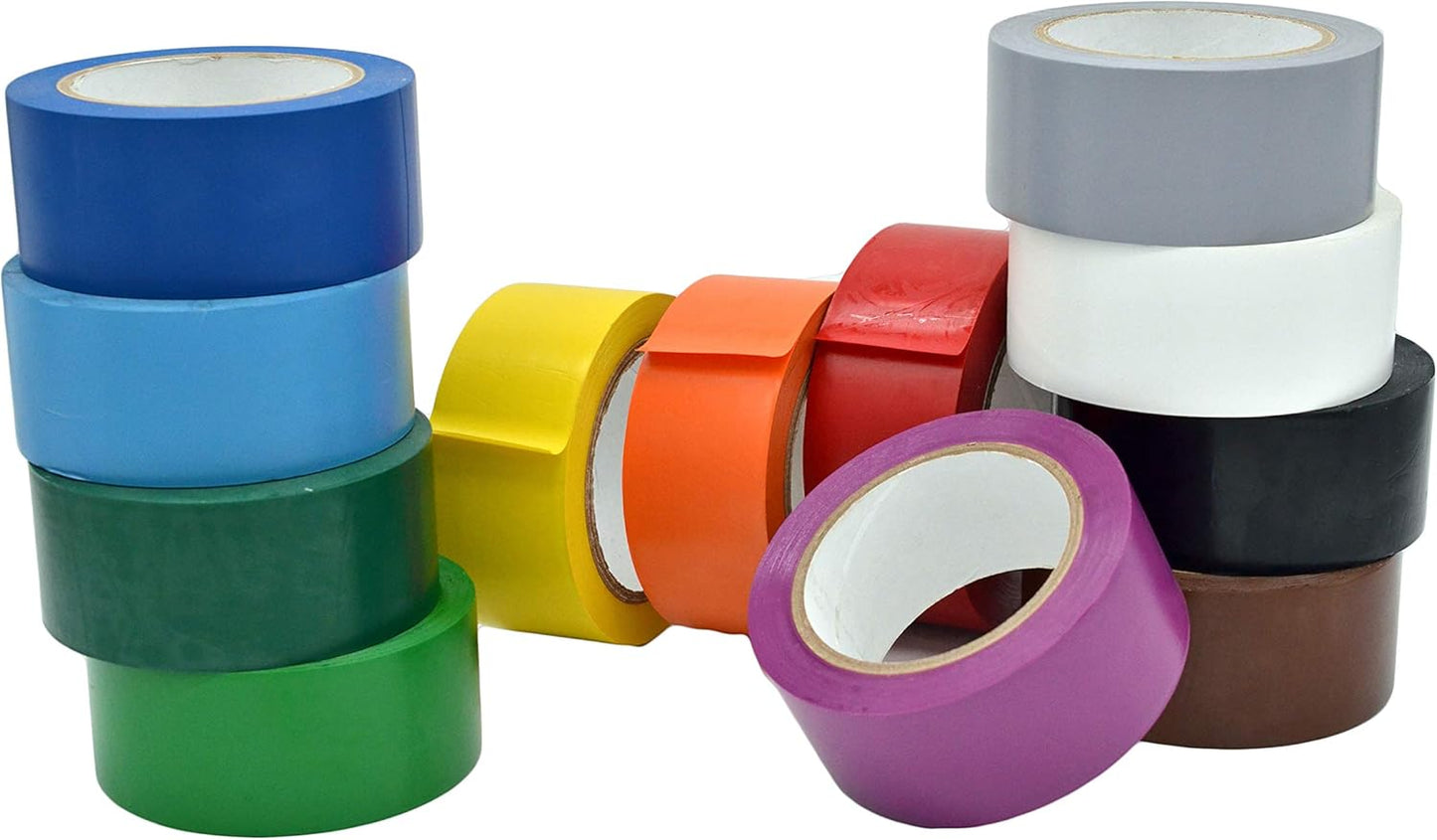 MAT Vinyl Marking Tape Rainbow Pack - 5 inch x 36 yds. 12-Rolls Assorted Colors - for Safety Floor Marking (School Gym, Restaurants, Warehouse), Dance Floor Splicing, Pinstriping Cars & Boats