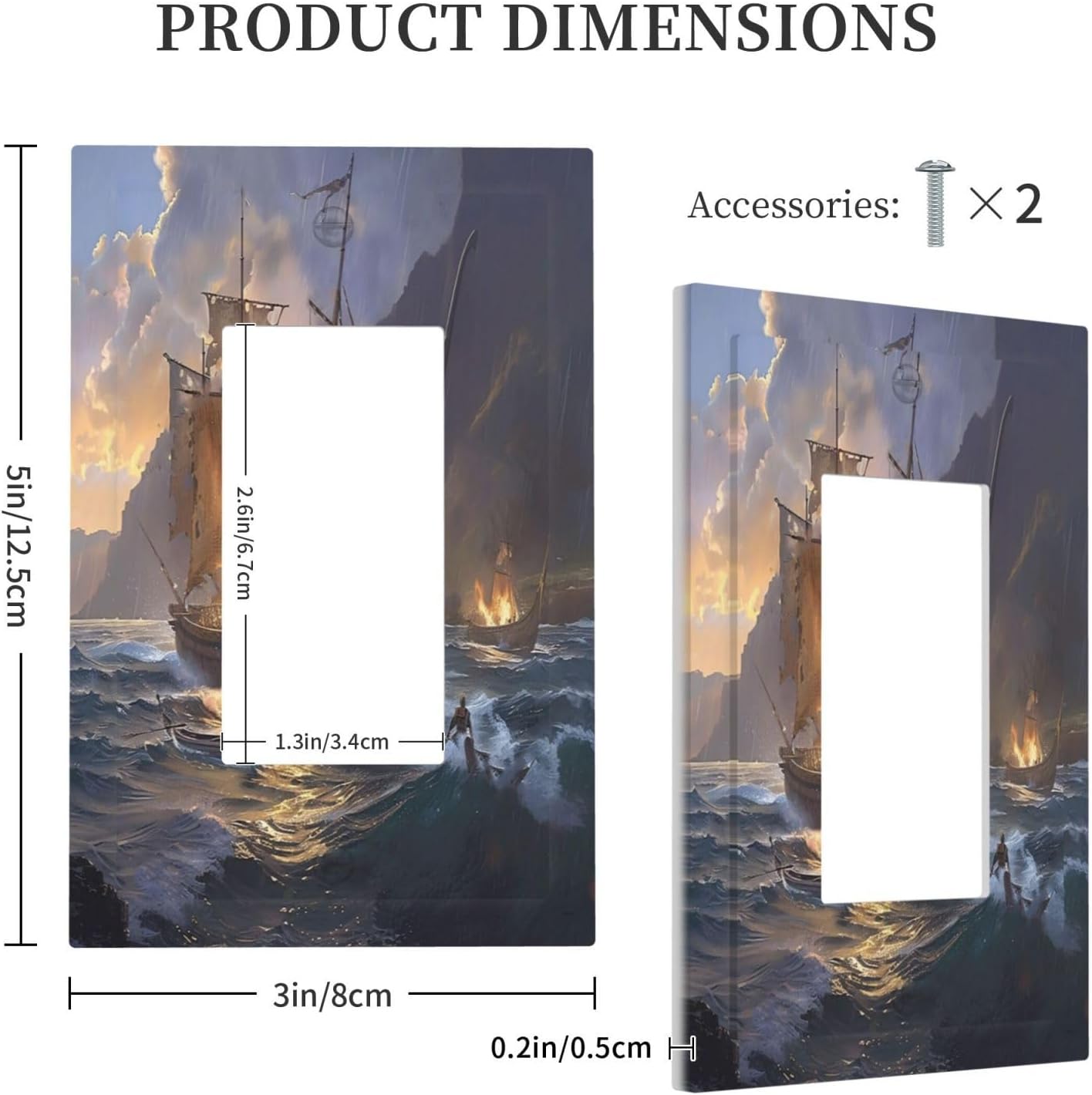 Decorative Outlet Covers Medieval Vintage Sailing Adventure Sailings Ocean Waves 1 Gang Single Rocker Light Switch Cover Plate GFCI Wall Plates Electrical Switch Plate Cover for Bedroom Cabin Decor