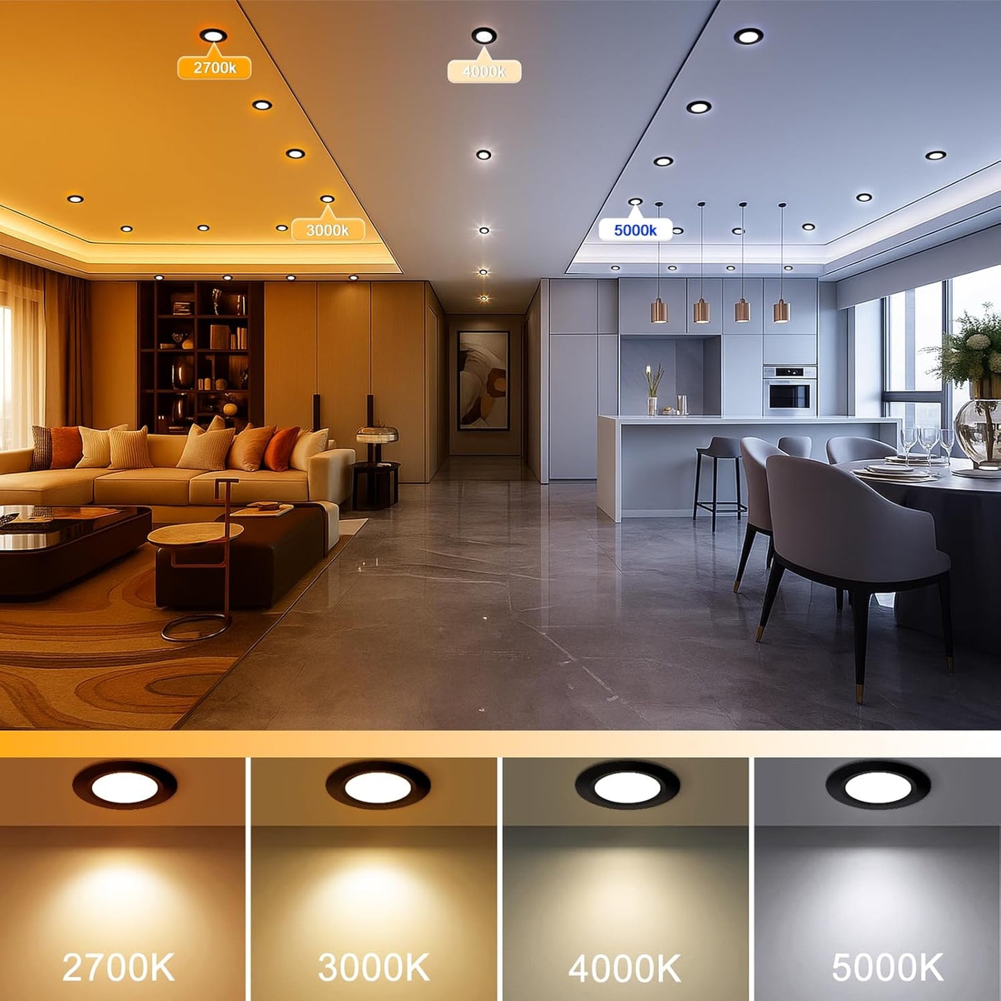 YGS-Tech 2 Inch LED Recessed Lighting, Dimmable Downlight 3W(35W Halogen Equivalent), CRI80, 4000K Natural White Ceiling Light with LED Driver (24 Pack)