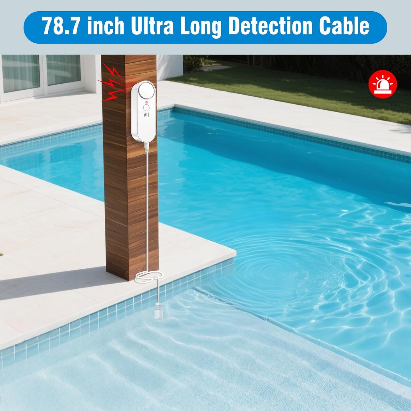 Daytech Water Level Sensor 100 dB Sump Pump Alarm Water Sensors for Leaks with 78 inch Detector Cable and 4 Volume Levels Flood Sensor for Basements(1PC)