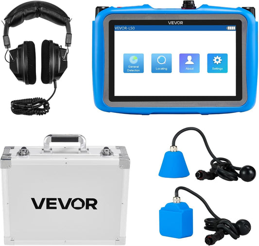 VEVOR Pipe Water Leak Detector for Indoors, 1Hz-10000Hz, 7" Touchscreen Plumbing Water Leakage Detection Locator with Horizontal & Vertical Sensors, Headphones, 8GB SD Card & Carry Case for Home Use