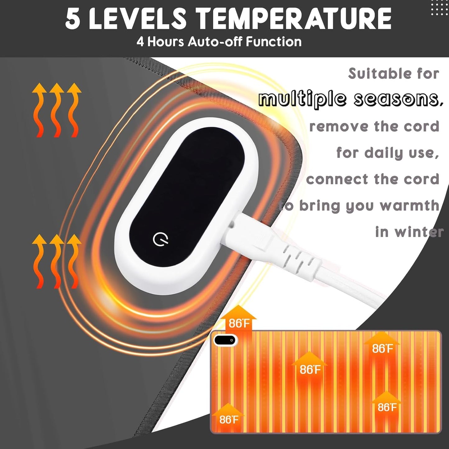 Konohan Heated Large Desk Mat PU Leather Warm Mouse Pad with 5 Heating Level & 4 Hour Auto Shut-Off Heating Keyboard Pad Warmer Gaming Mice Mat Only Supports 110v(Gray Color,31.5" X 13")