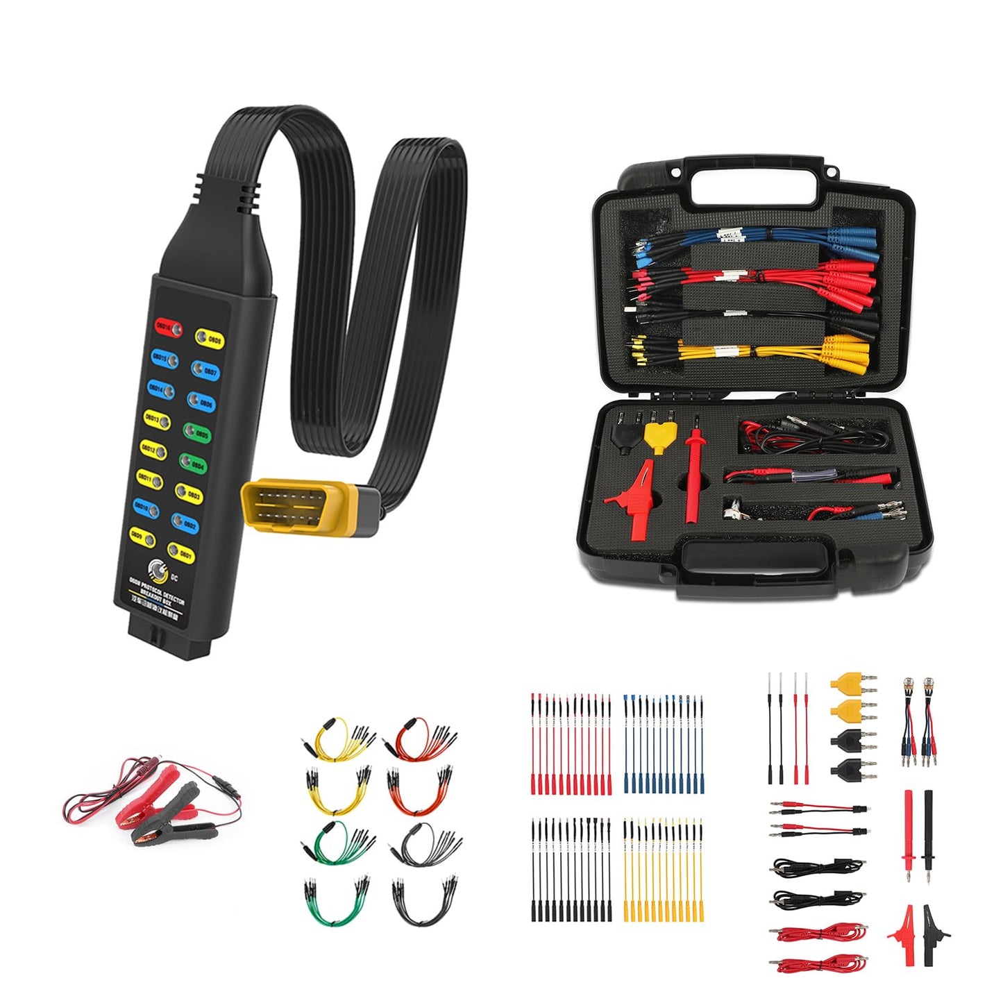 68 PCS Automotive Circuit Test Lead Kit,Multimeter Test Leads Set,Electrical Breakout Leads Automotive Kit, OBD2 Breakout Box OBDII Protocol Detector for Professional Automotive Diagnostics