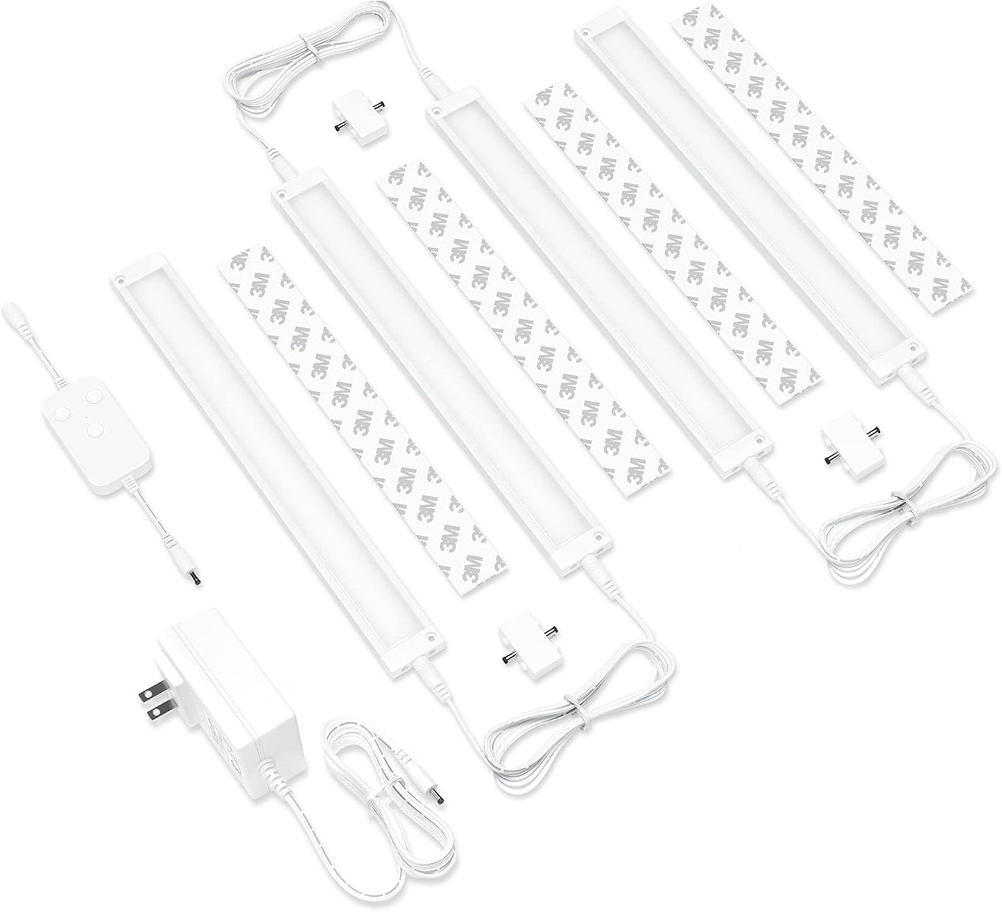 EShine 4 Pack 12 inch White Smart Dimmable LED Under Cabinet Lighting Kit Compatible with Alexa, Google - Cool White (6000K)