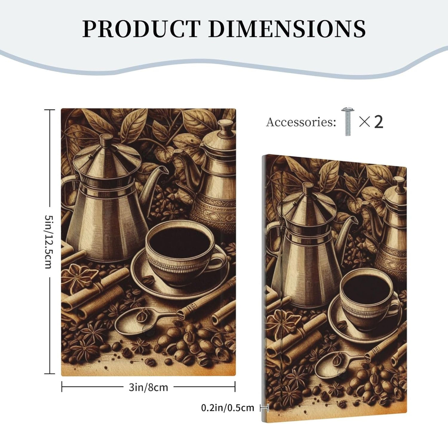 Decorative Light Switch Cover Plate Vintage Coffee Beans Leaf Cup 1 Gang No Device Single Blank Outlet Covers Wall Plate Cover Switchplate Electrical Faceplate