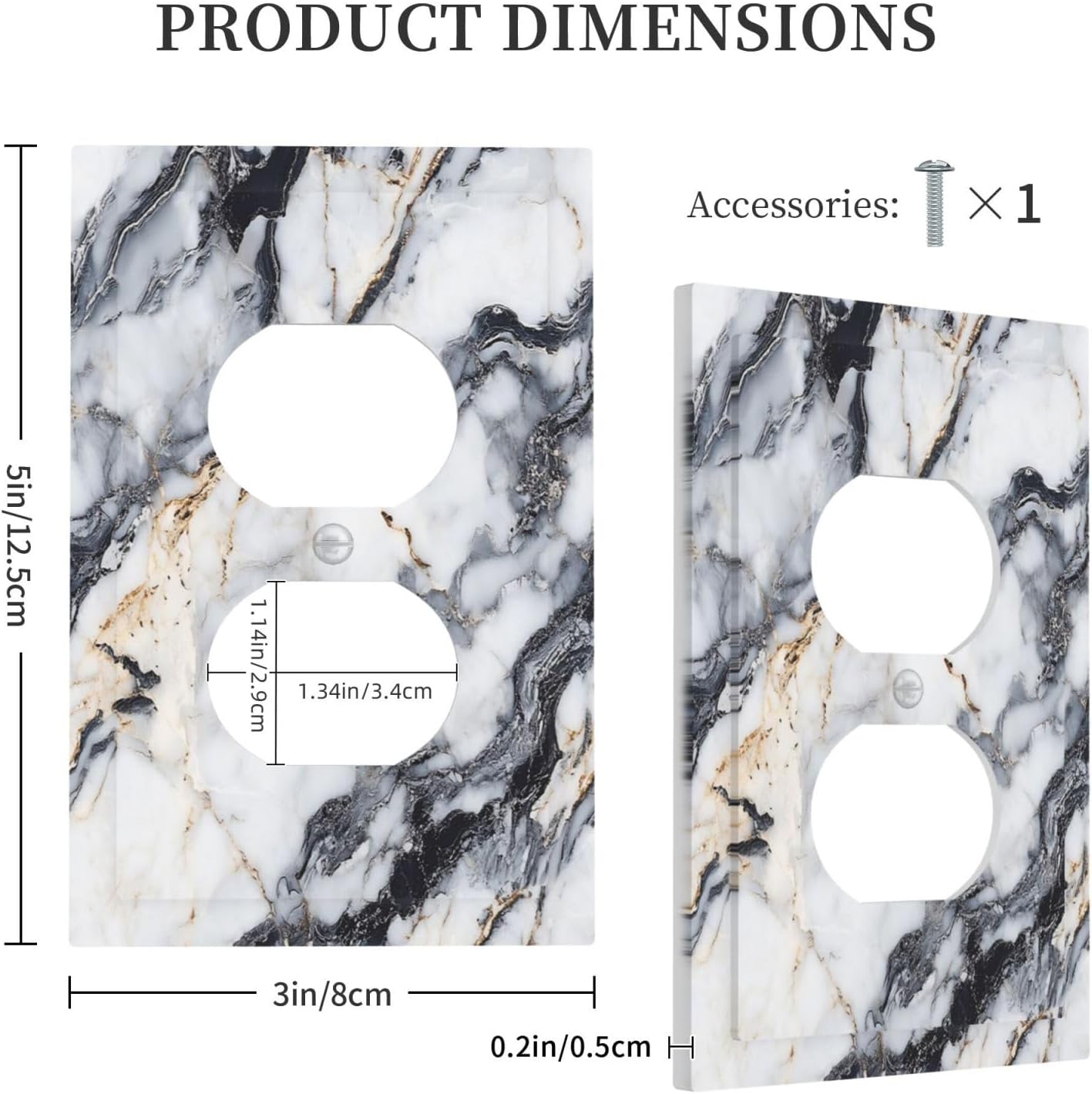 Outlet Covers Black Gold Marble Abstract Modern Luxury 1 Gang Duplex Light Switch Cover Plate Decorative Switch Plate Covers Electrical Socket Cover for Bedroom Home Decor