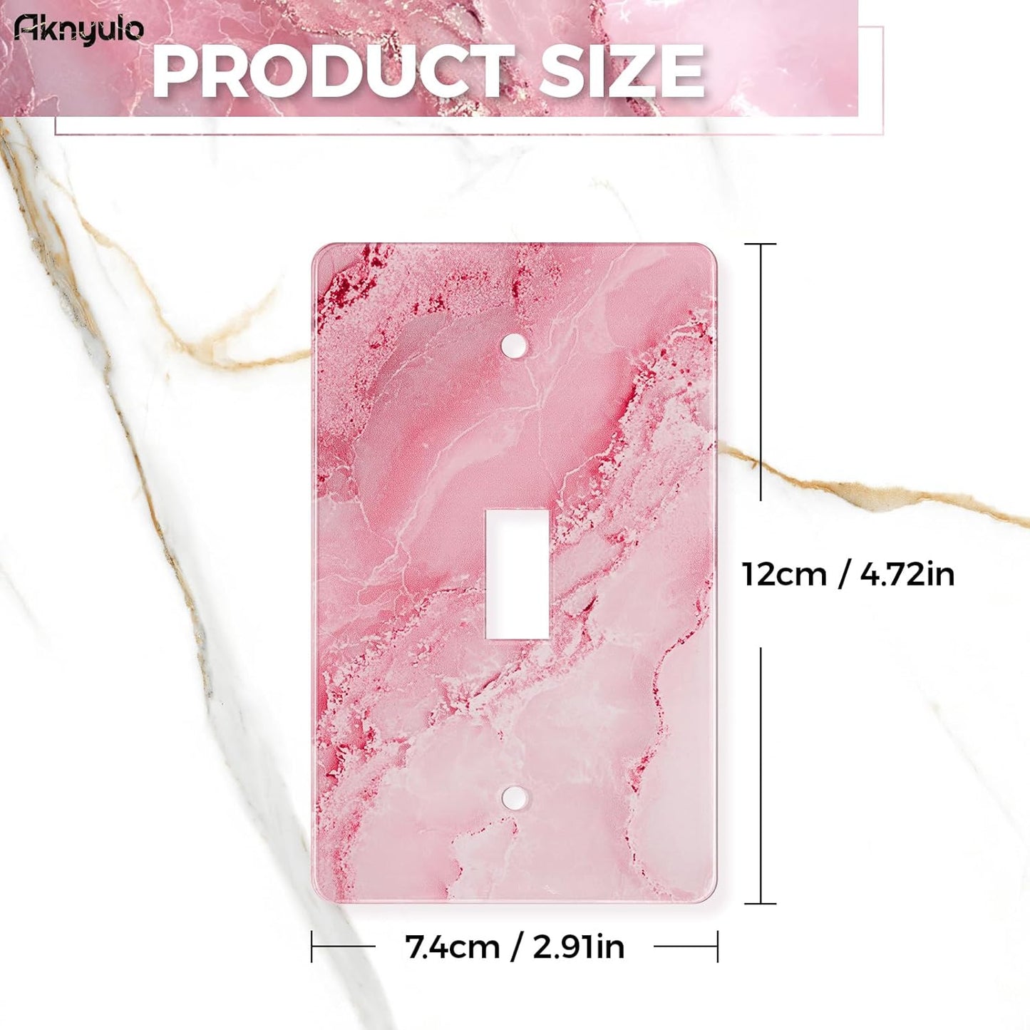 Abstract Pink Marble Design Acrylic Switch Wall Plate Light Switch Plates Cover Durable Acrylic Wall Plate Decorative Single Gang Wall Plate