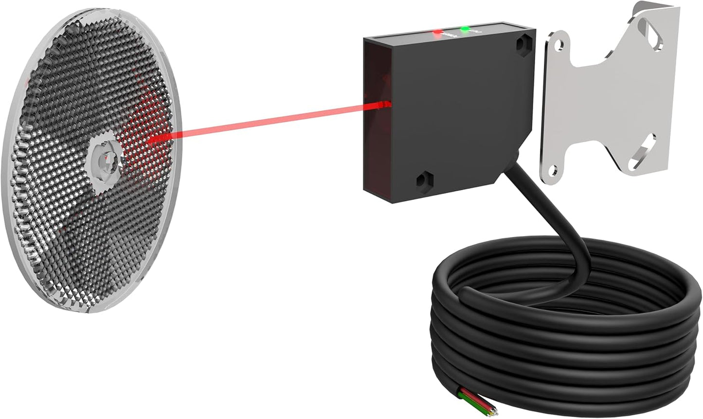 Blütezeit Retro-Reflective Photoelectric Sensor, 40ft Visible Red Beam Wall Mounted for Automatic Swing & Sliding Gate Openers Indoor/Outdoor, Compatible with Blütezeit Gate Motors (ME-R12M1)