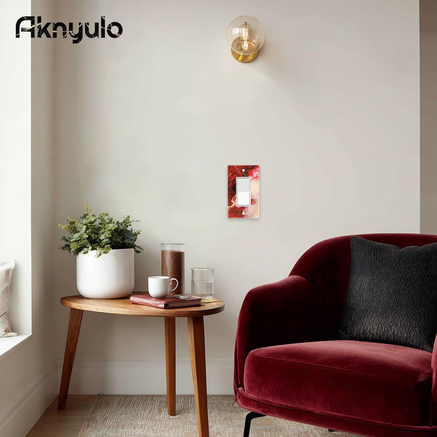 Rich Burgundy Marble Acrylic Wall Plate Switch Light Cover Durable Decorative Outlet Covers Switch Plates And Outlet Covers