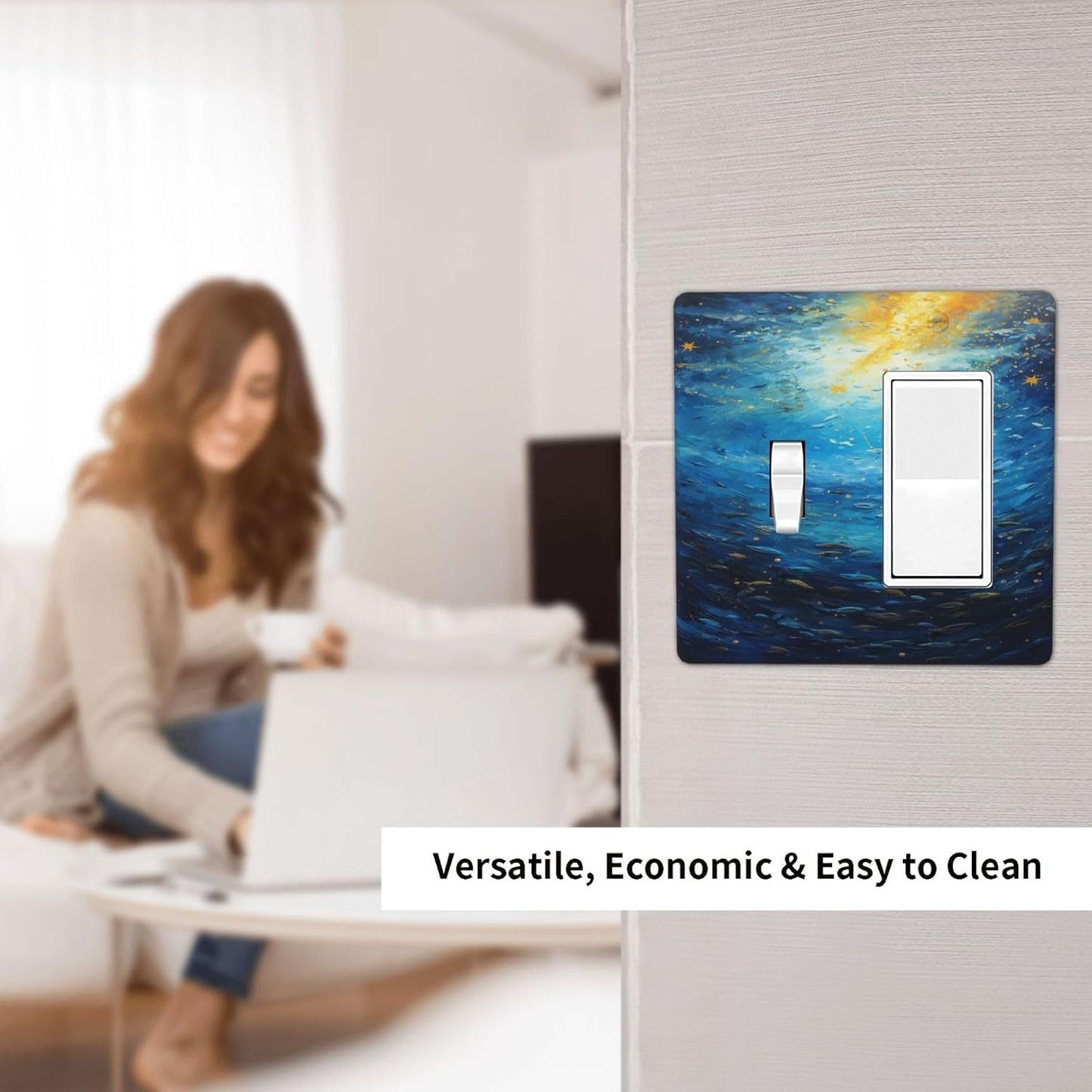 Outlet Covers Dream Ocean Underwater World Fish Shoal 1 Toggle 1 Rocker Combination Decorative Wall Plate Light Switch Cover Plate Electrical Switch Plates for Kids room Nursery Decor