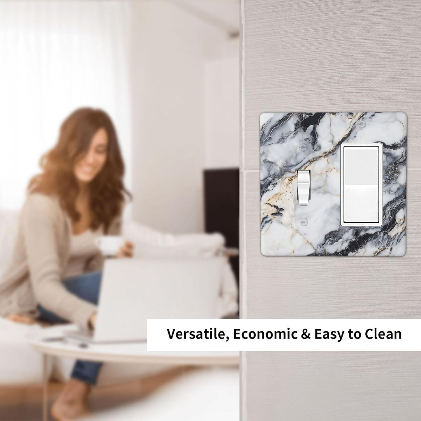 Outlet Covers Black Gold Marble Abstract Modern Luxury 1 Toggle 1 Rocker Combo Light Switch Cover Plate Decorative Switch Plate Covers Electrical Wall Plate for Bedroom Home Decor