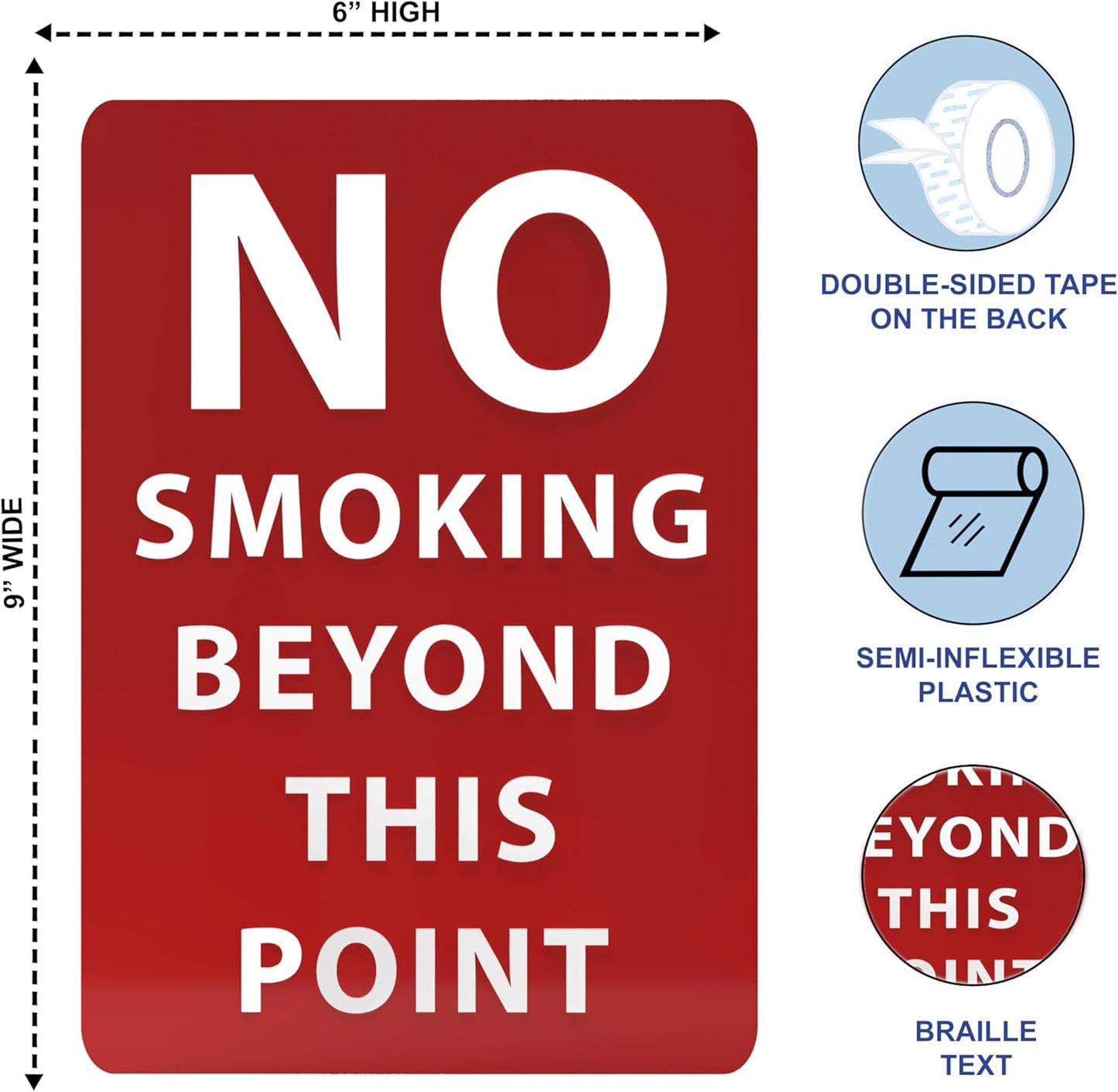 No Smoking Beyond This Point Sign - ADA Compliant Digitally Printed Text Wall Sign - Smoke-Free Area Signs for Offices, Businesses, Hotels & Restaurants - Plastic 7” x 5”