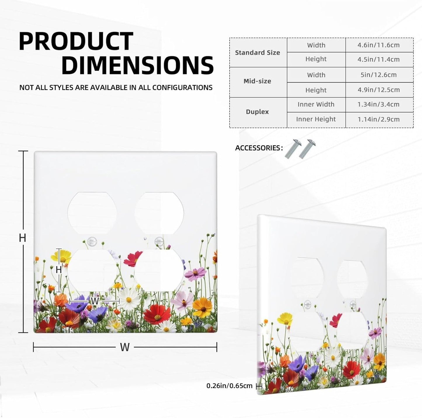 Outlet Covers Colorful Wildflowers Plant Floral Daisy 2 Gang Double Duplex Decorative Light Switch Covers Electrical Wallplates Socket Faceplate For Bed Room Living Room Decor