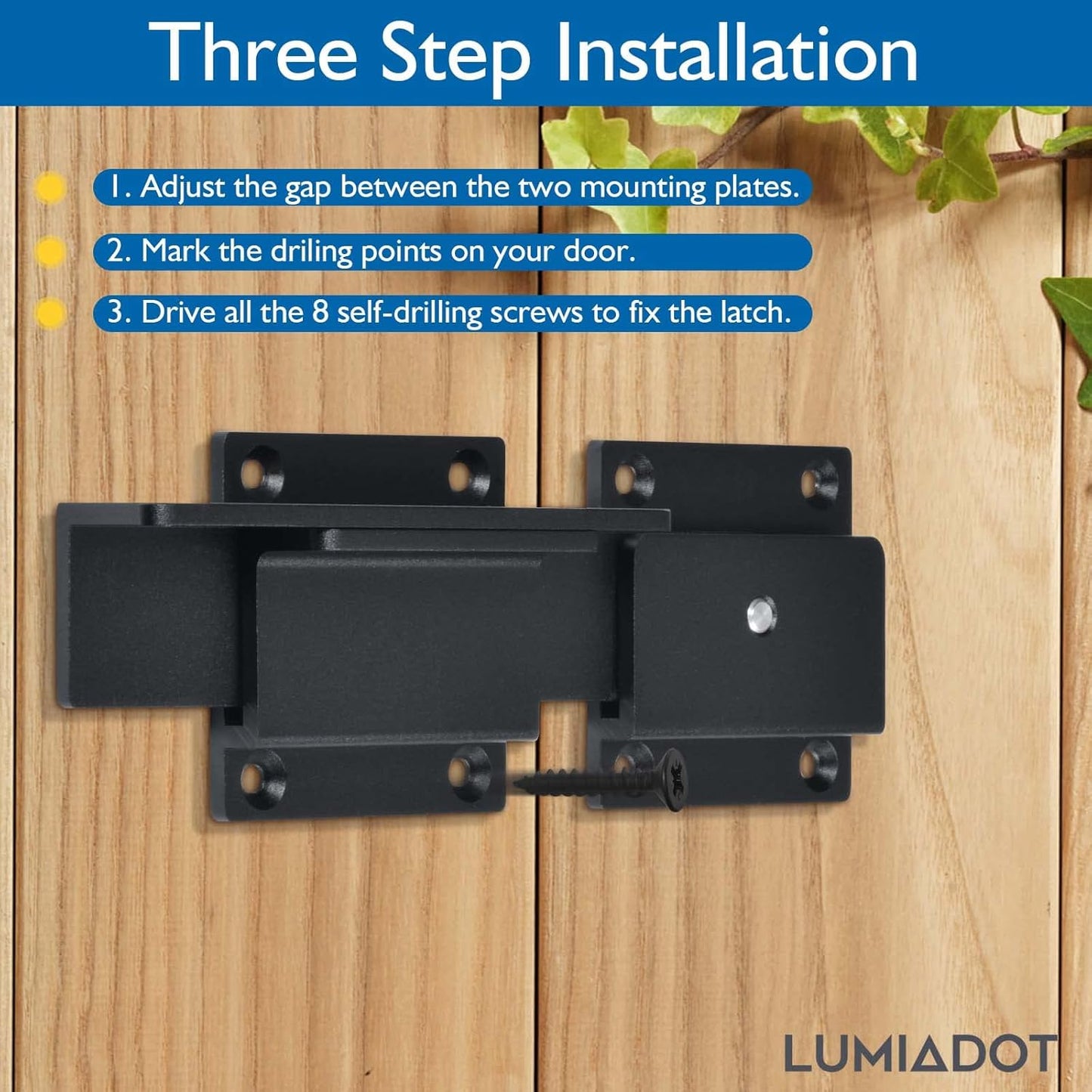 Flip Gate Latch Lock with Padlock Hole 3Pack, 3.5mm Heavy Duty Aluminum Alloy Adjustable Door Latch for Sliding Swing Open Gate, Outdoor, Wooden Fence, Barn, Shed, Garage, Yard