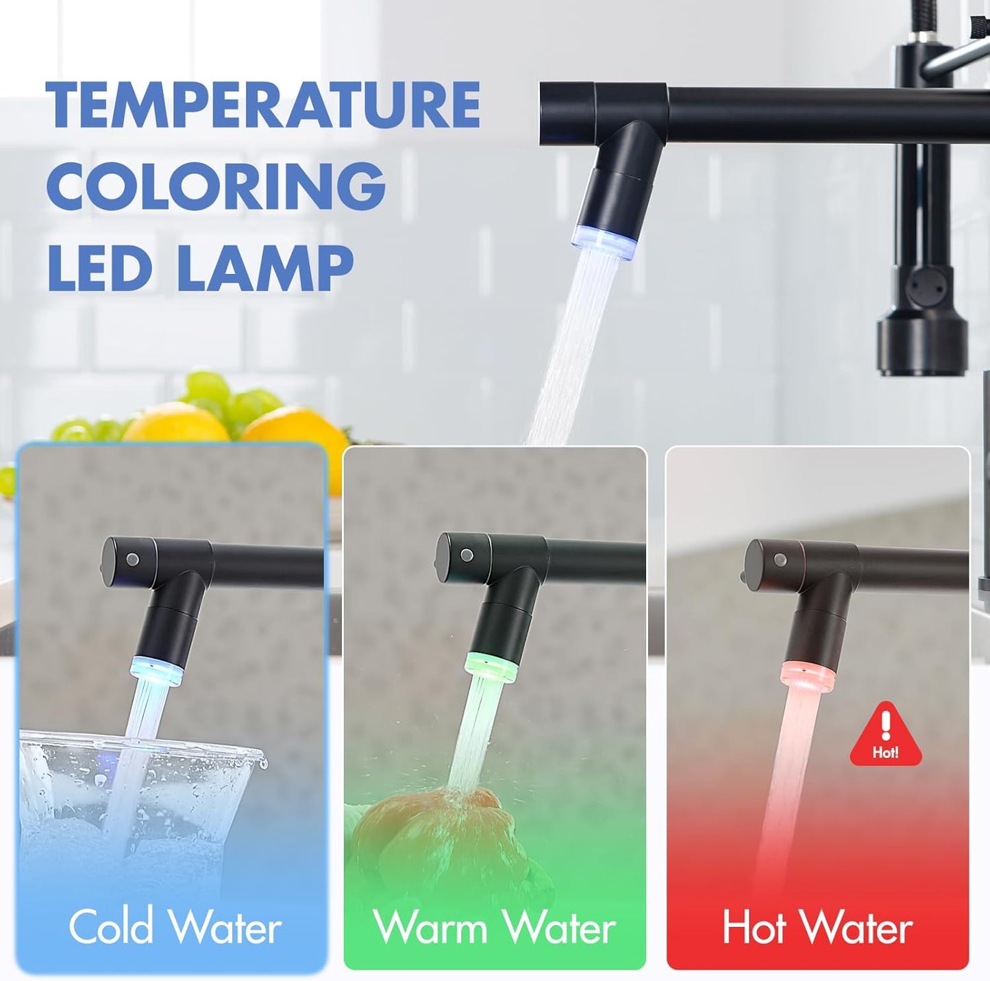 AIMADI Kitchen Faucet,Black Kitchen Faucet,Commercial Faucet with Sprayer Single Handle Single Hole Spring Kitchen Sink Faucet,Matte Black