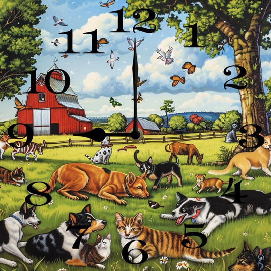 10 in Dog Pooping -197 Wood Wall Clock – Digital Time Display, Smart Home Compatible for Bedside or Workspace