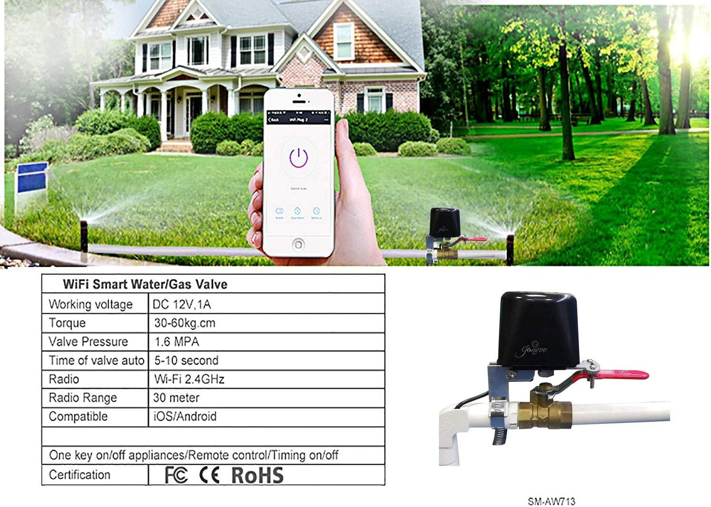 UseeLink Smart WiFi Water Valve, 2-pack, Compatible with Alexa and Google Assistant,Application program iOS/Android
