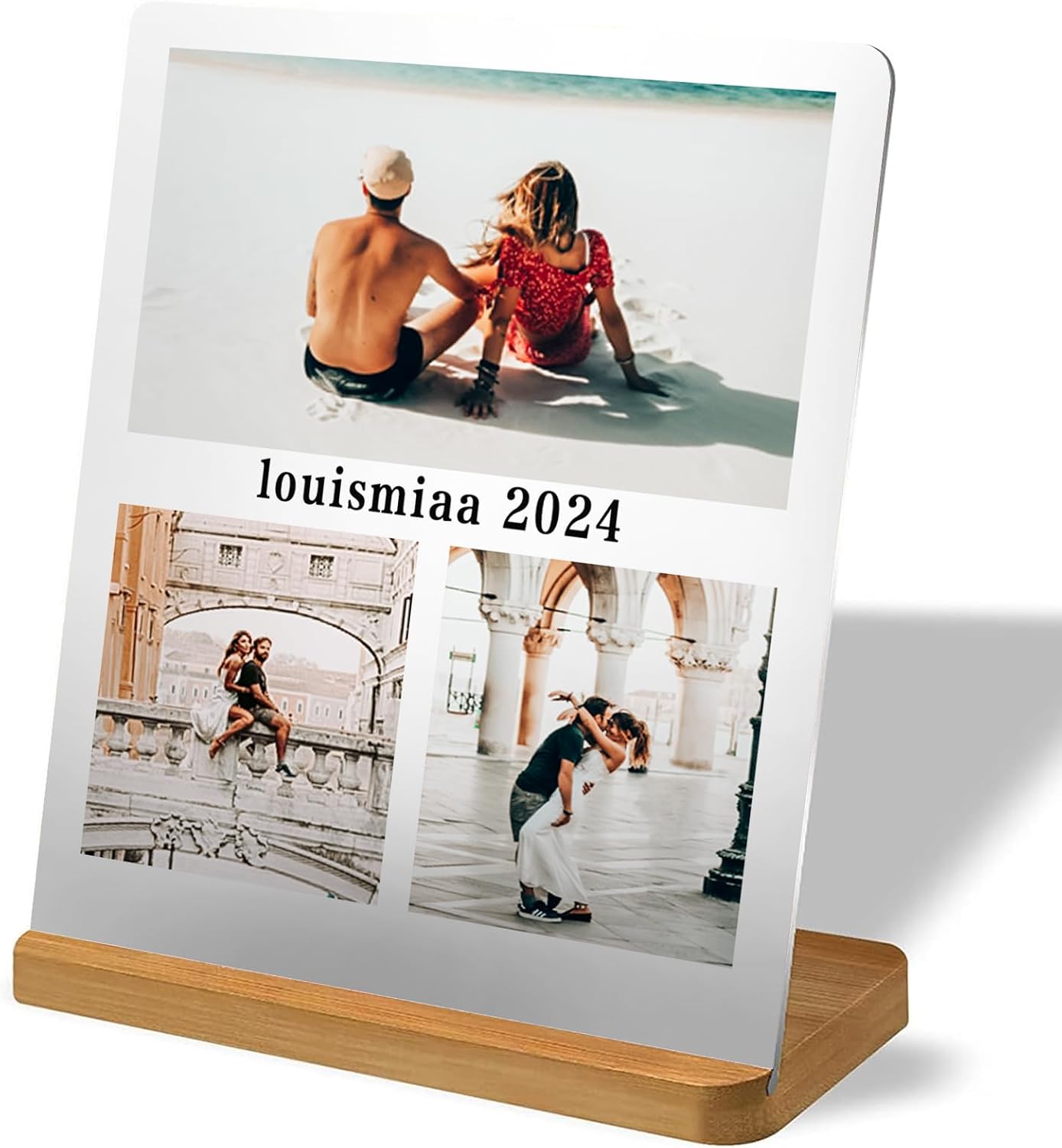 LOUISMIAA Custom Metal Picture Frame Prints,Personalized Photo Frames with Easel, Customized Metal Collage Picture Frame Gift for Family, Lover and Friend,Couple